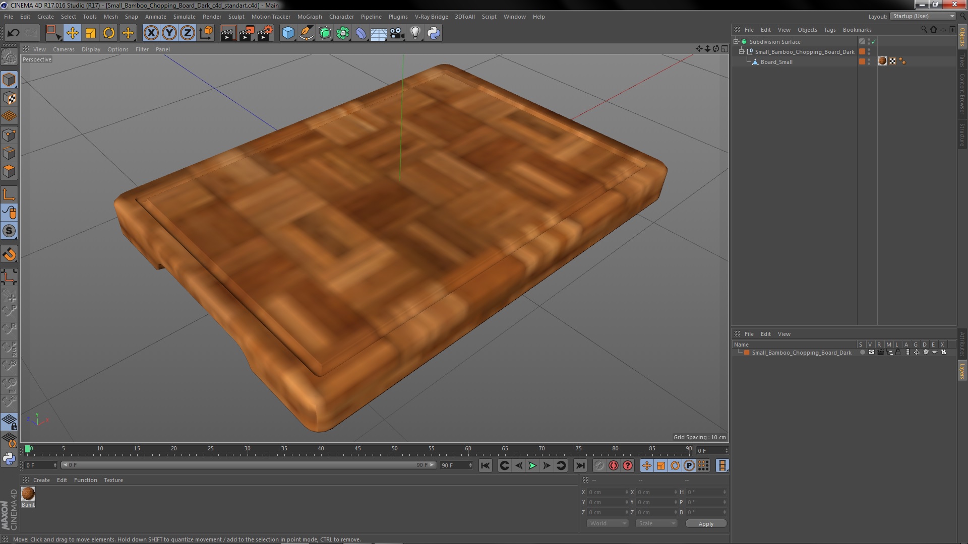 Small Bamboo Chopping Board Dark 3D