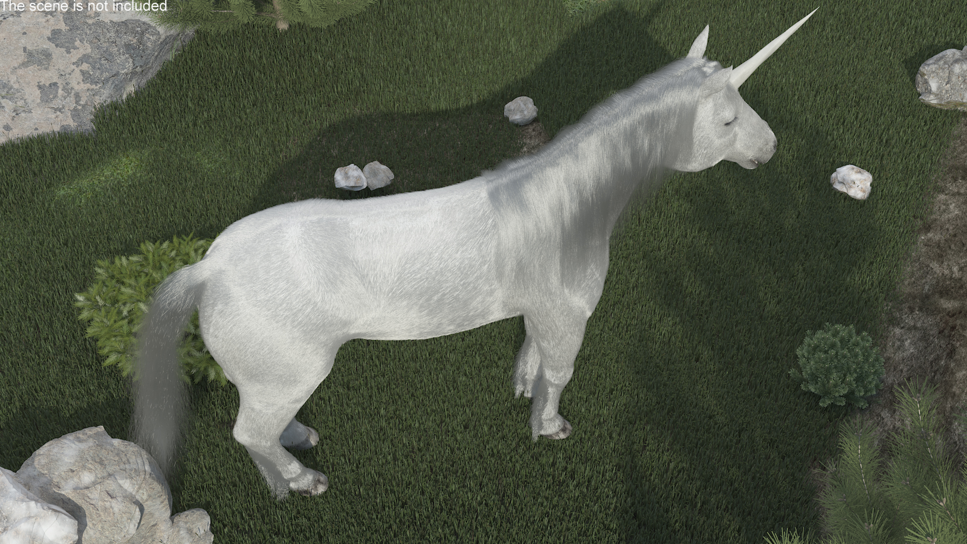 White Unicorn with Fur 3D