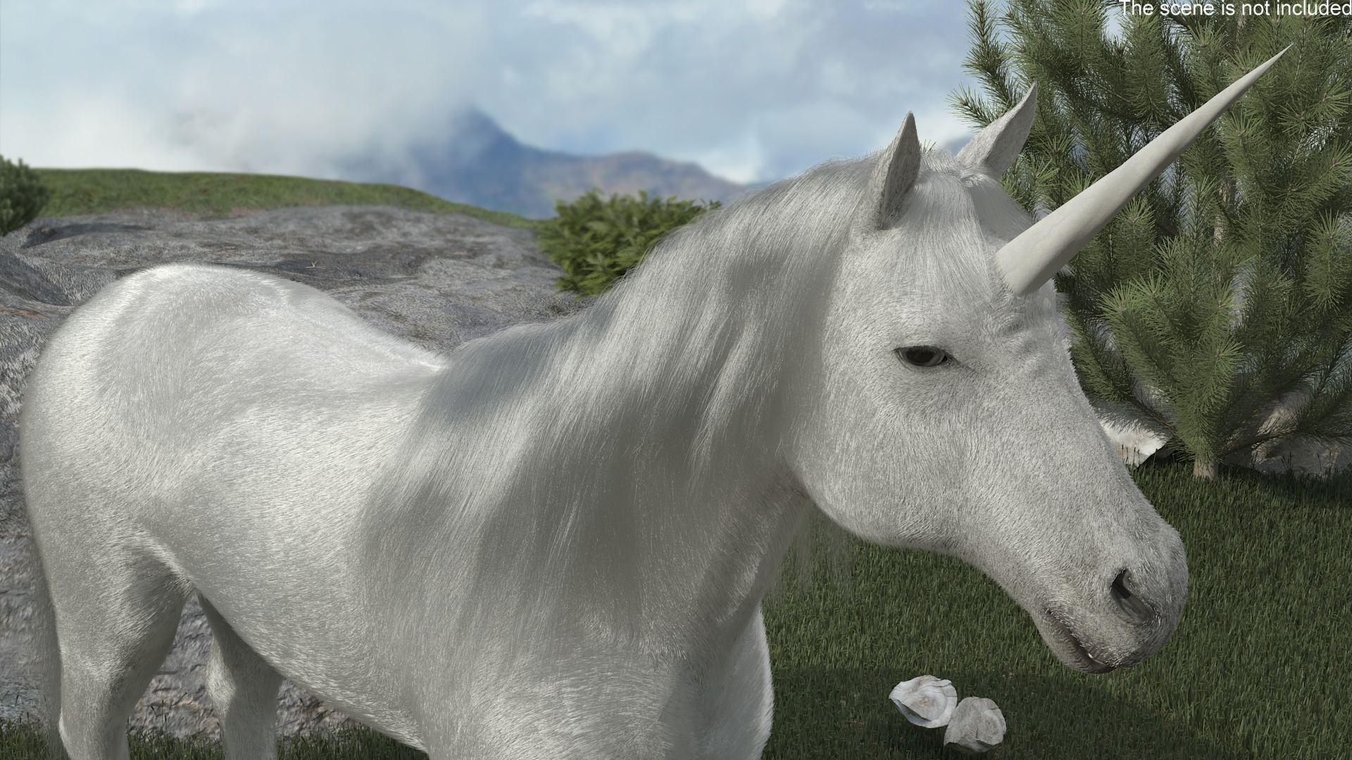 White Unicorn with Fur 3D