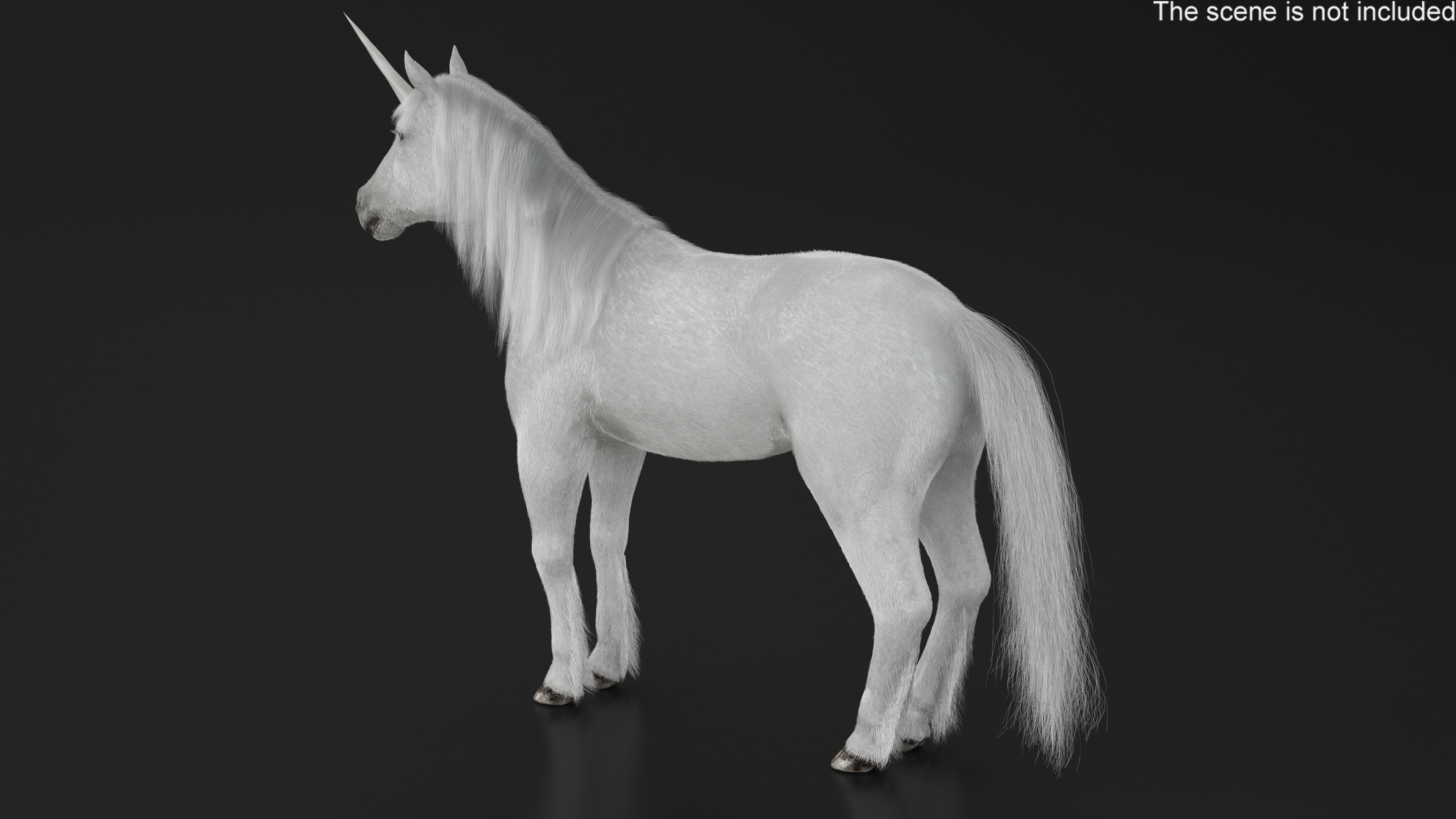 White Unicorn with Fur 3D