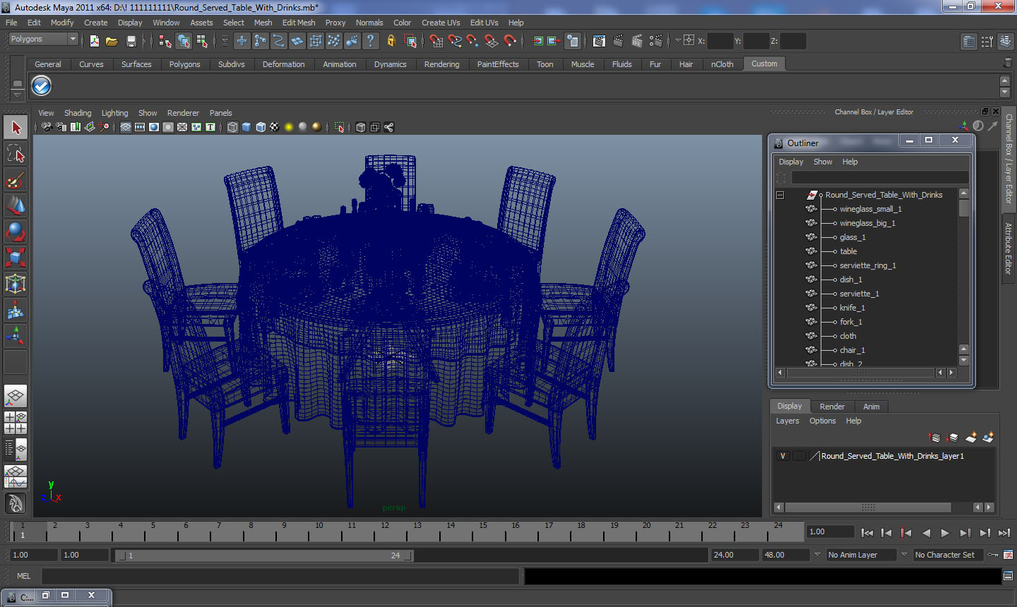 3D model Round Served Table With Drinks
