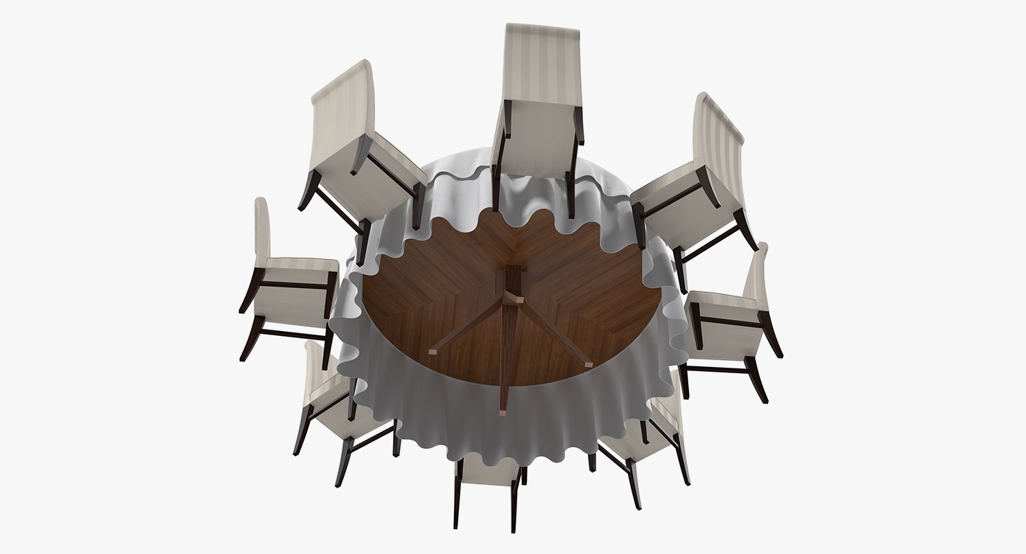 3D model Round Served Table With Drinks