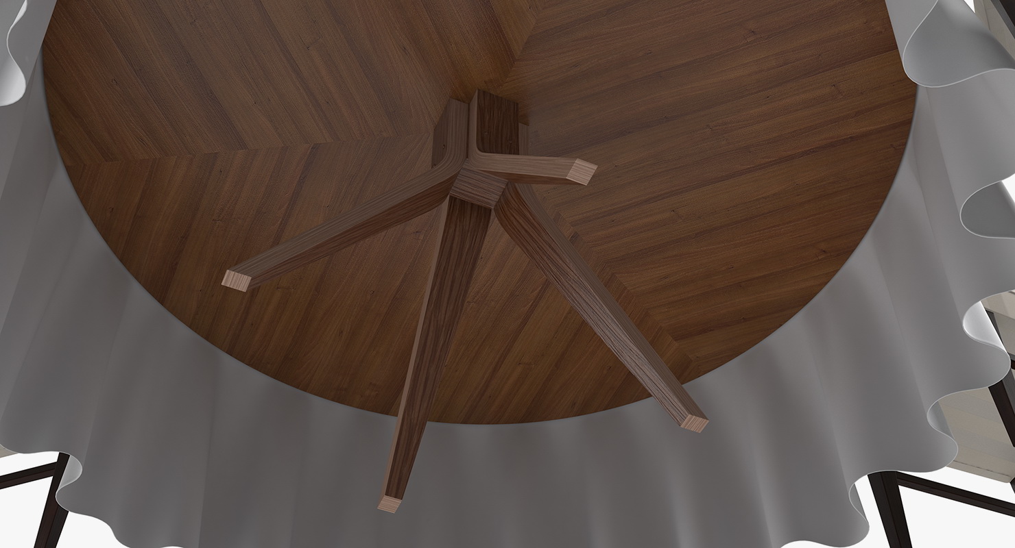 3D model Round Served Table With Drinks