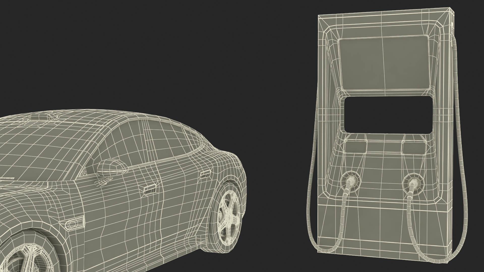 Electric Car Charging Station and Xiaomi Verdant Green 3D model