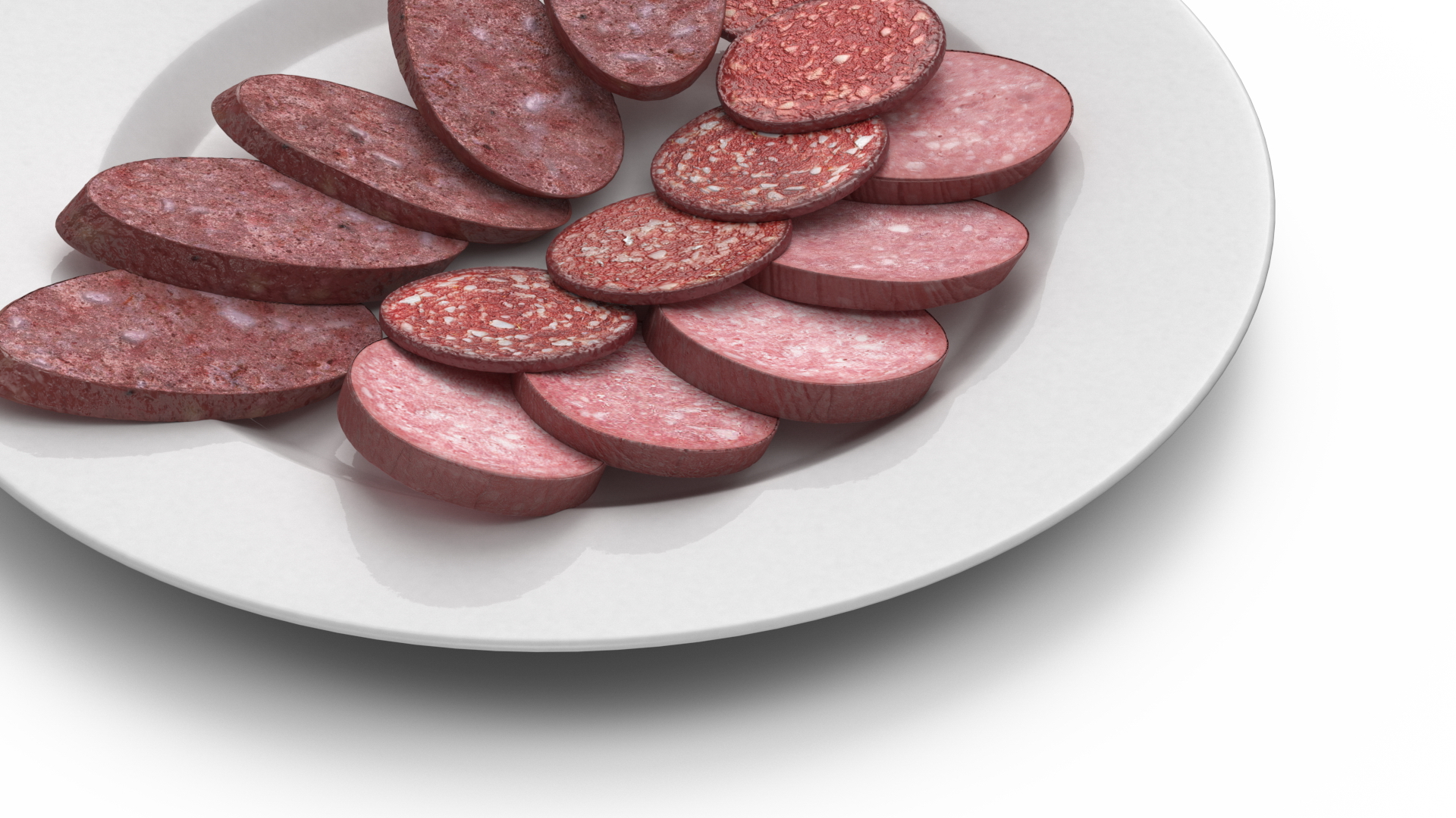 Slices of Delicious Sausage Salami 3D model