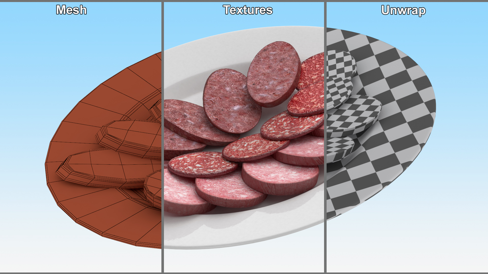 Slices of Delicious Sausage Salami 3D model