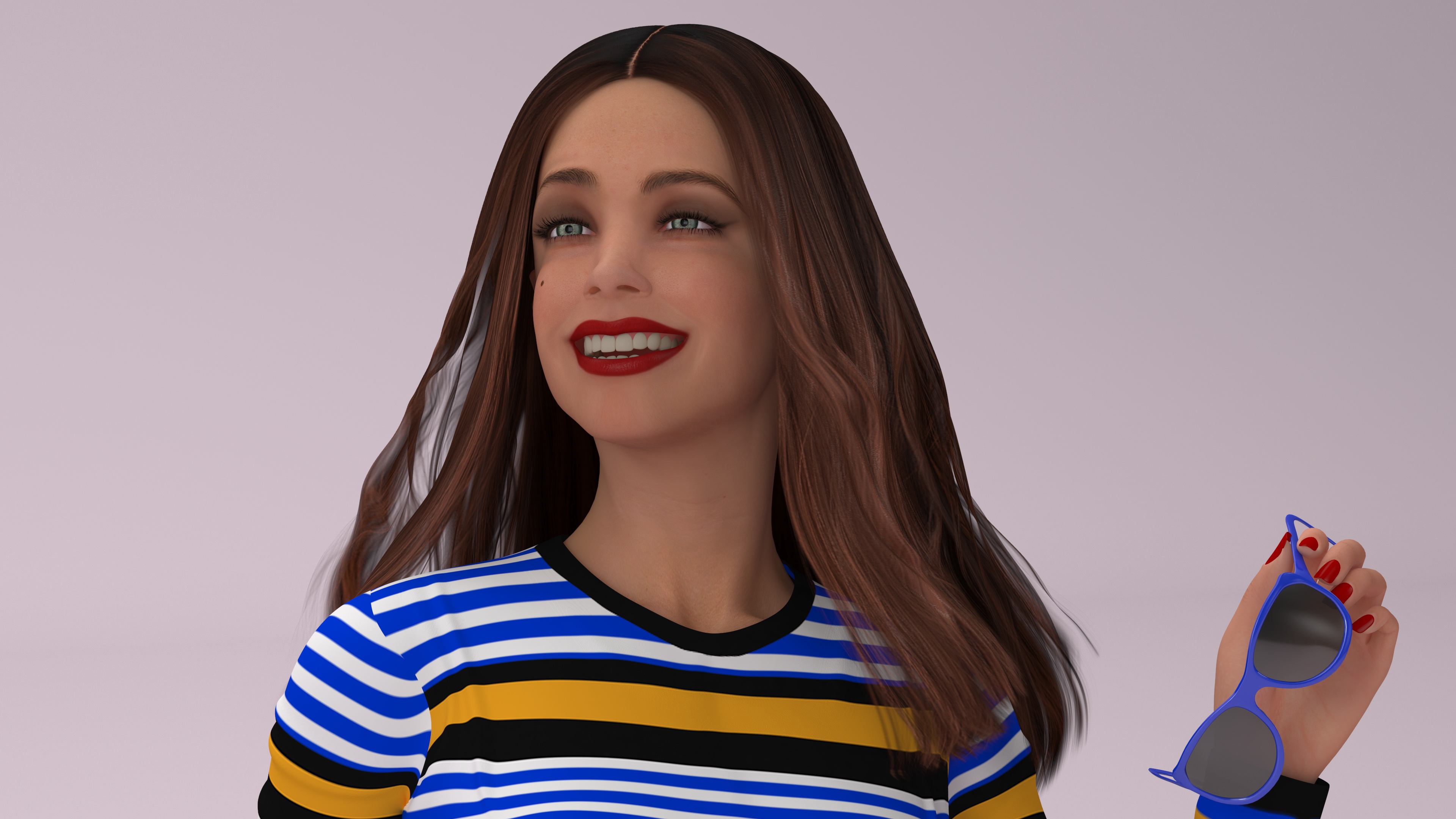 3D Fashionable European Female with Handbag Rigged for Maya