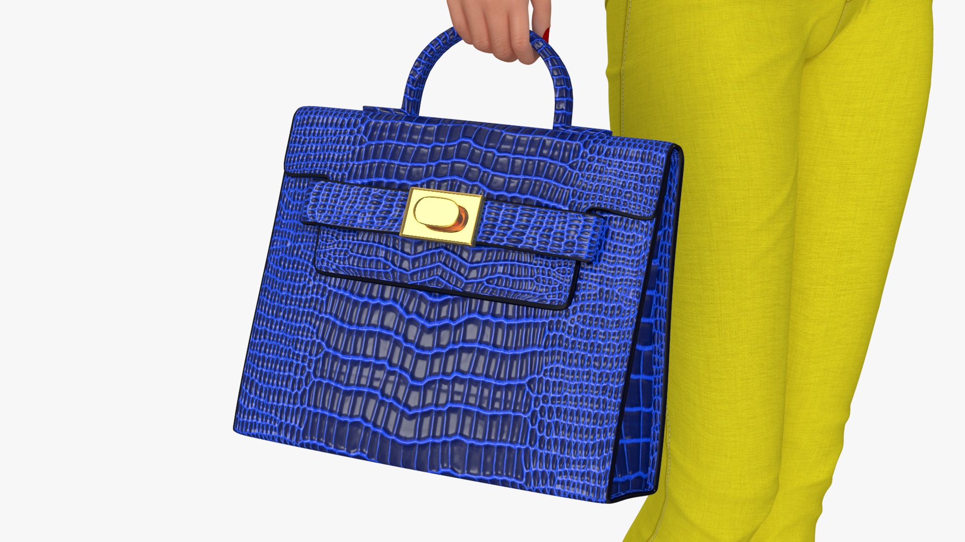 3D Fashionable European Female with Handbag Rigged for Maya