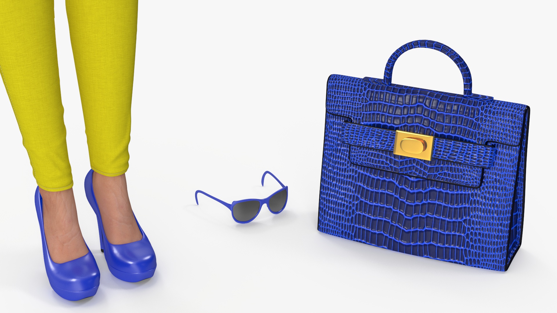 3D Fashionable European Female with Handbag Rigged for Maya