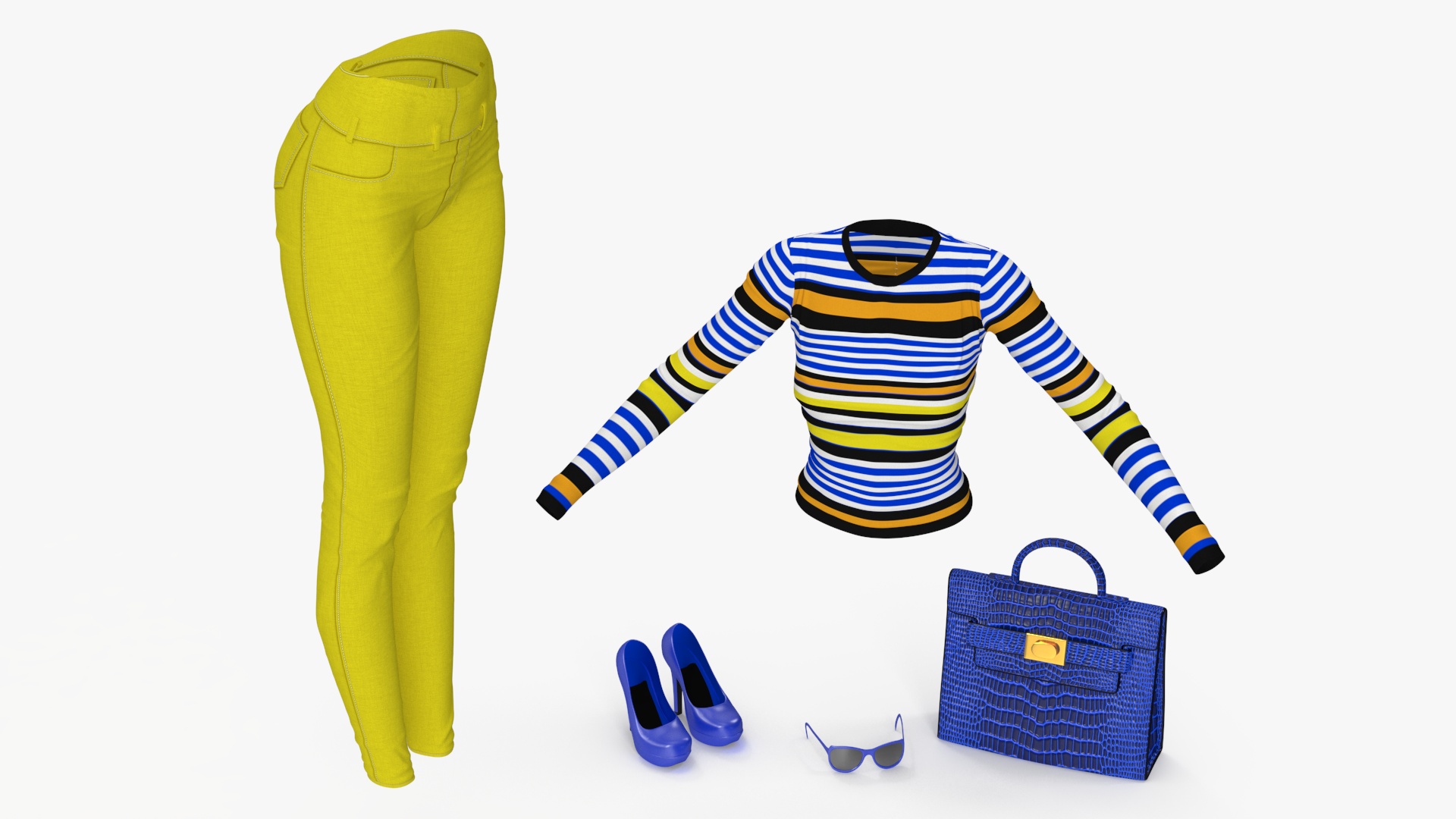 3D Fashionable European Female with Handbag Rigged for Maya
