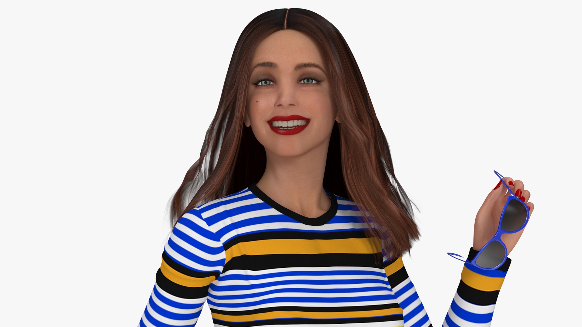 3D Fashionable European Female with Handbag Rigged for Maya