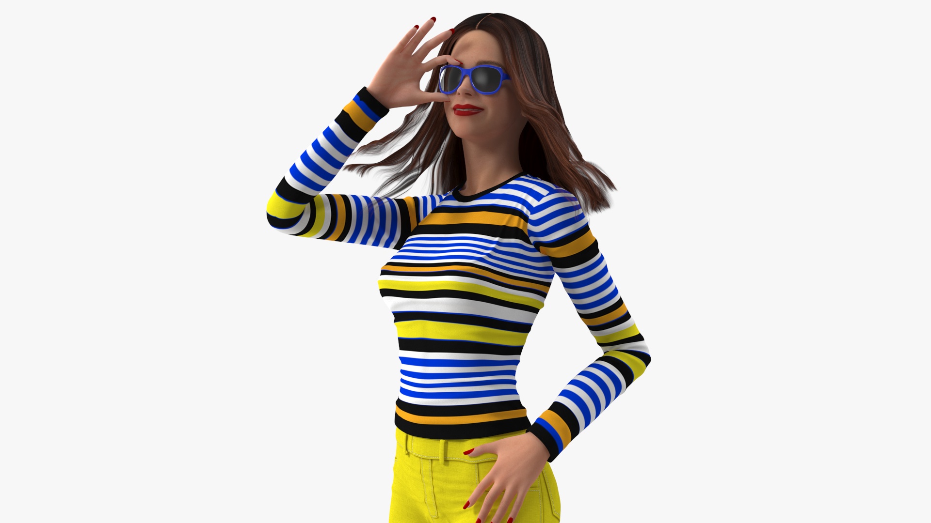 3D Fashionable European Female with Handbag Rigged for Maya