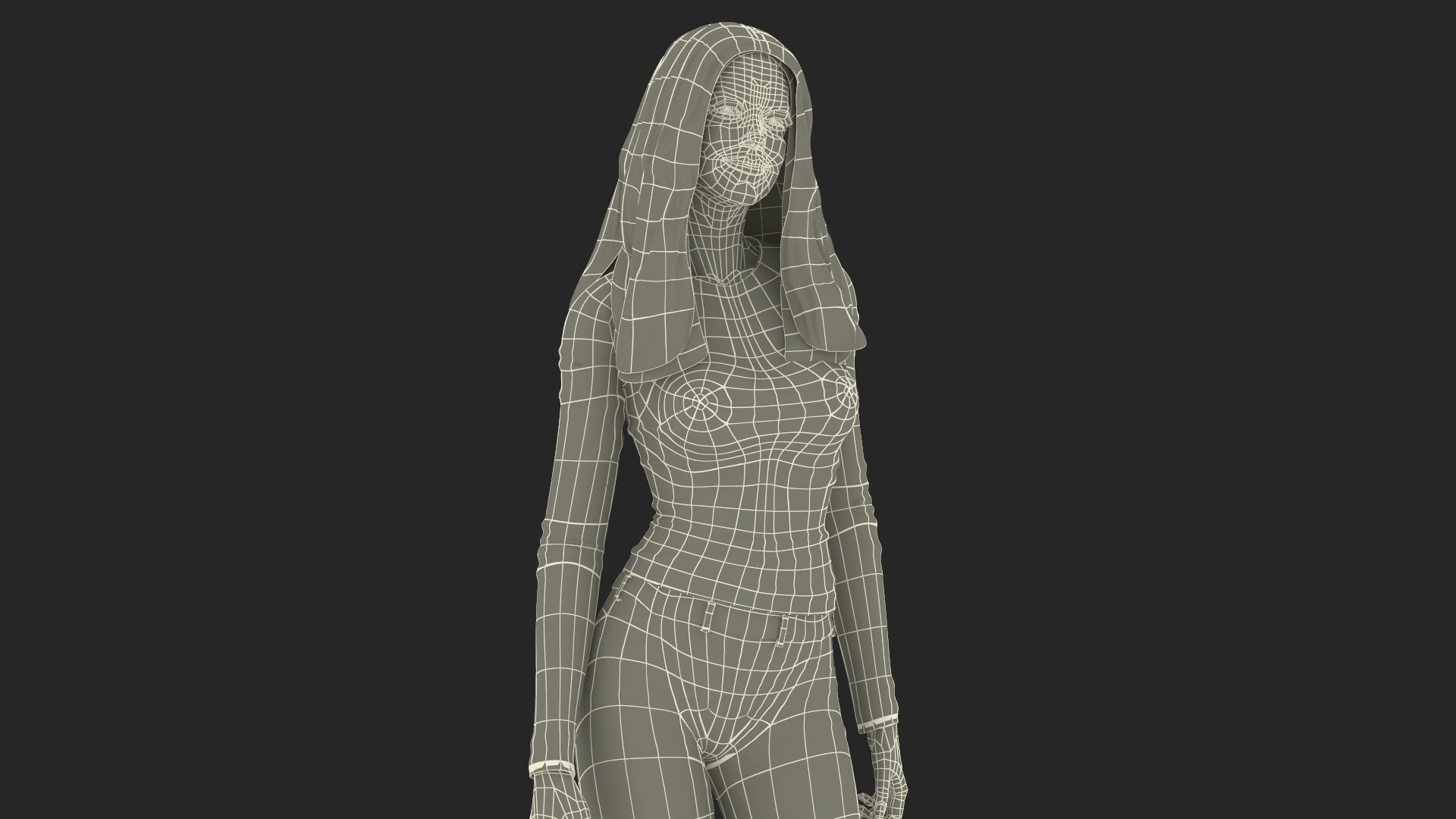 3D Fashionable European Female with Handbag Rigged for Maya