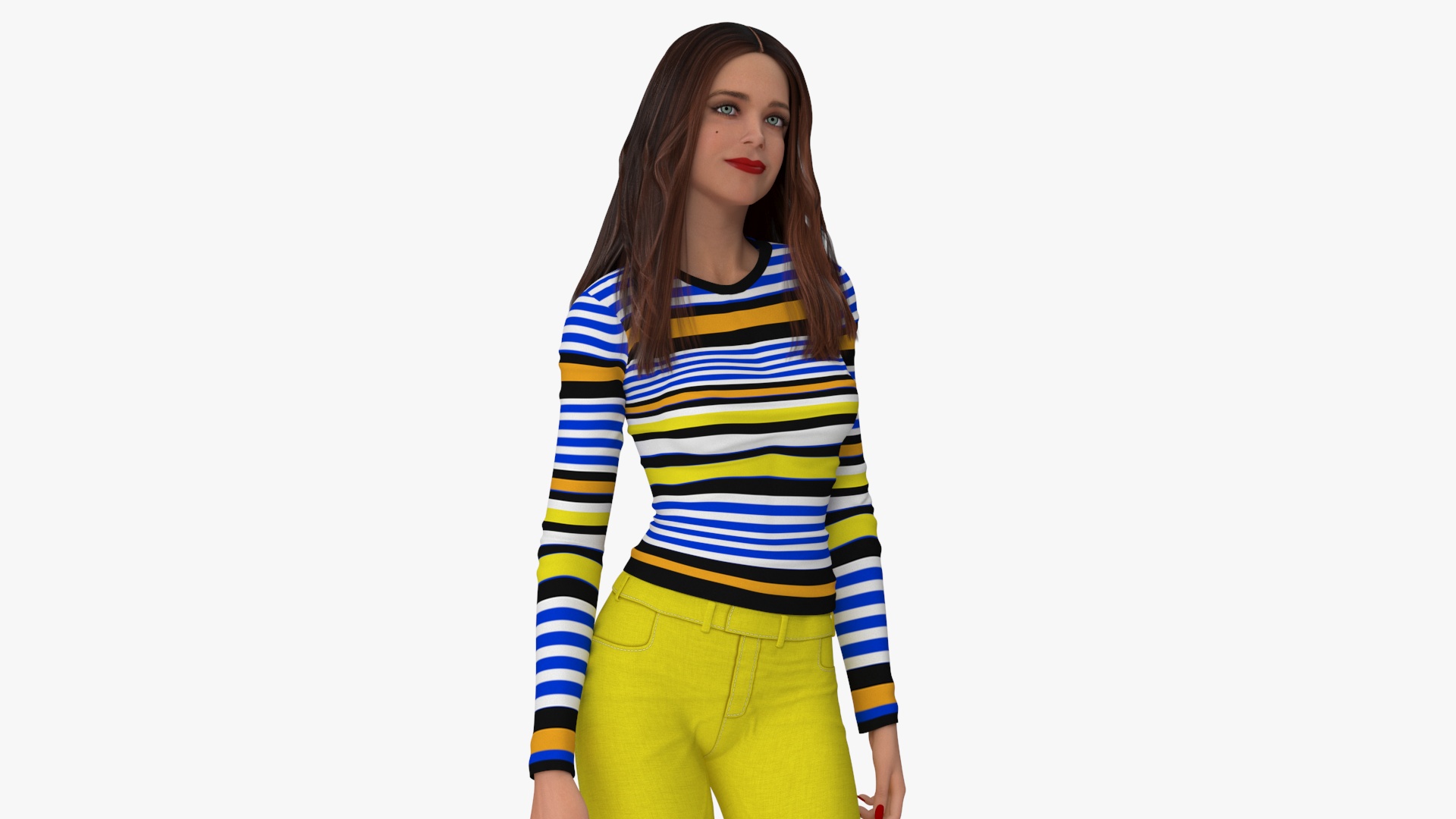 3D Fashionable European Female with Handbag Rigged for Maya