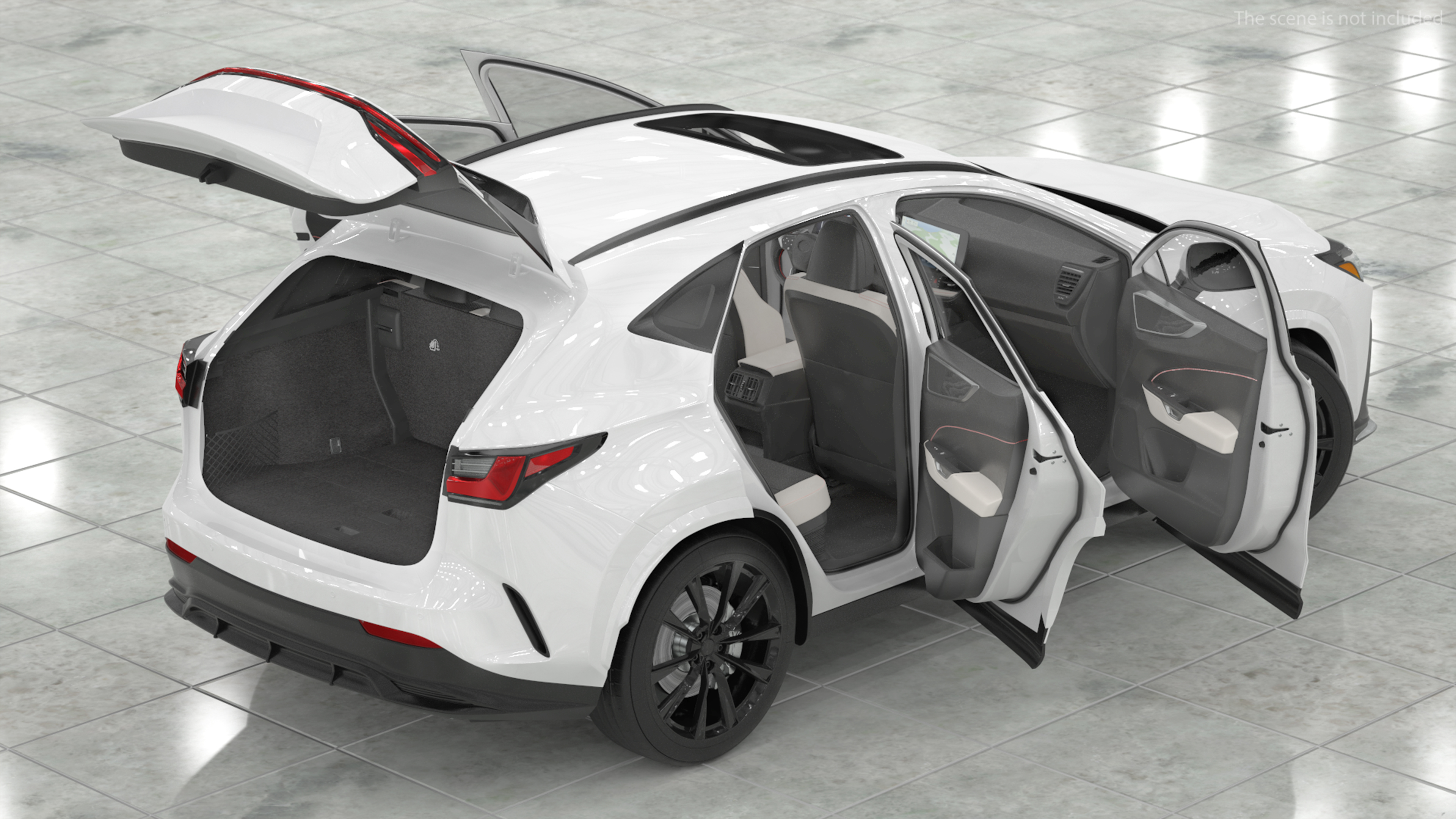 3D Hybrid SUV Car White Rigged for Maya
