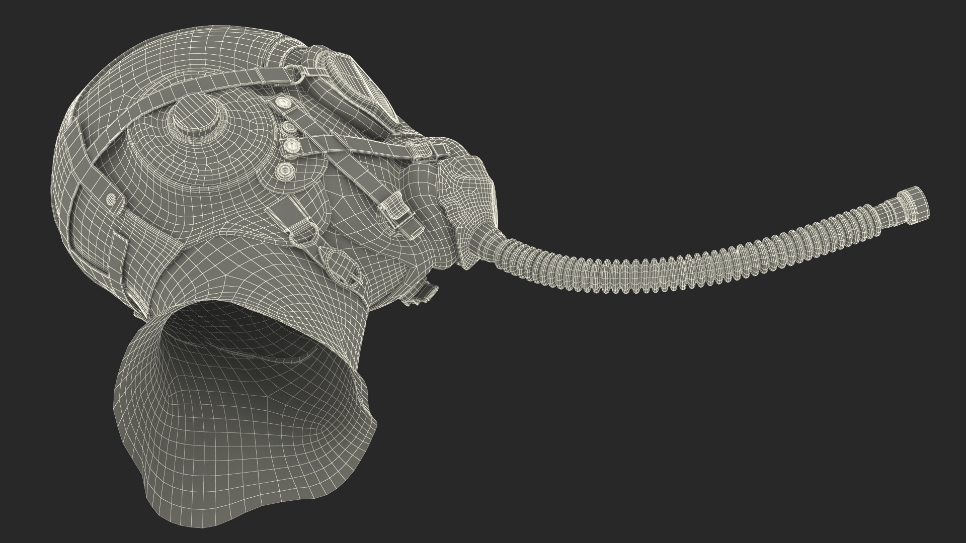 3D model Retro Pilot Cap with Oxygen Mask on Mannequin