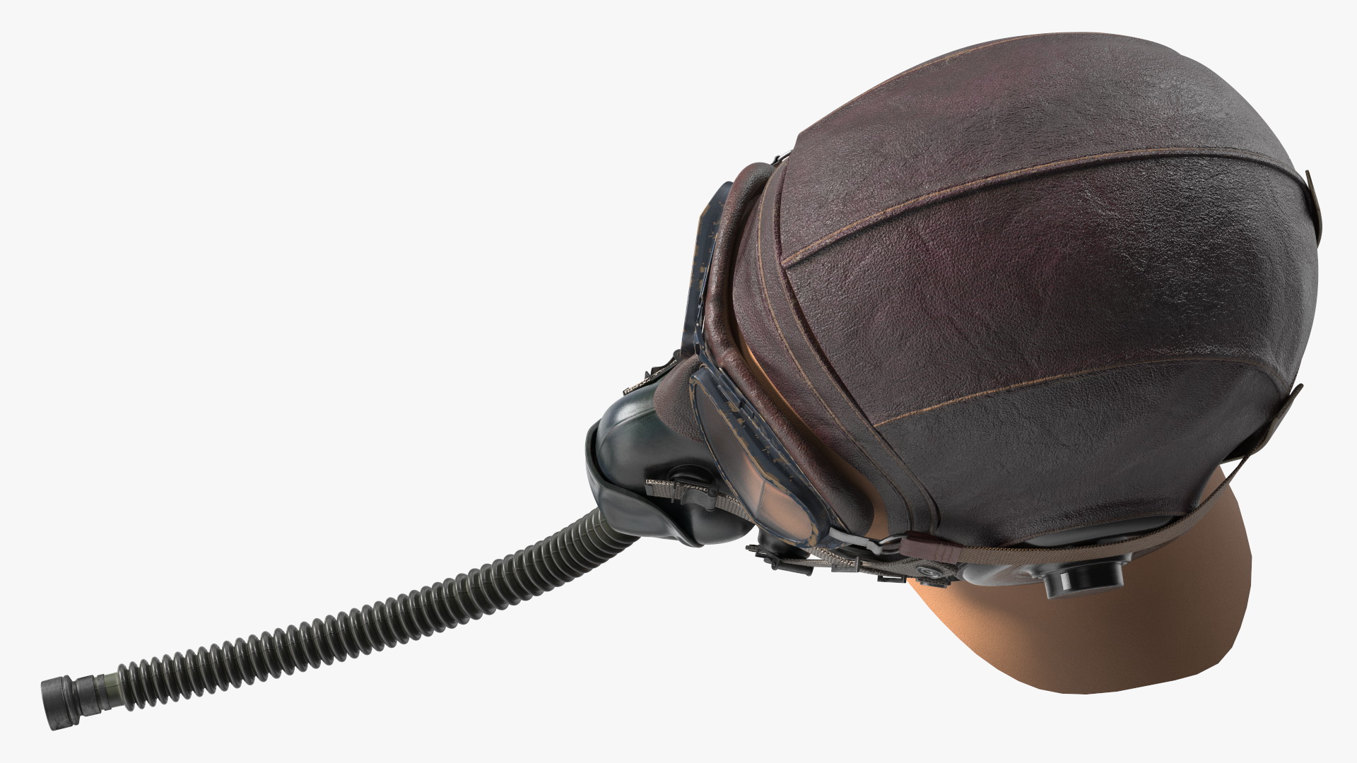 3D model Retro Pilot Cap with Oxygen Mask on Mannequin