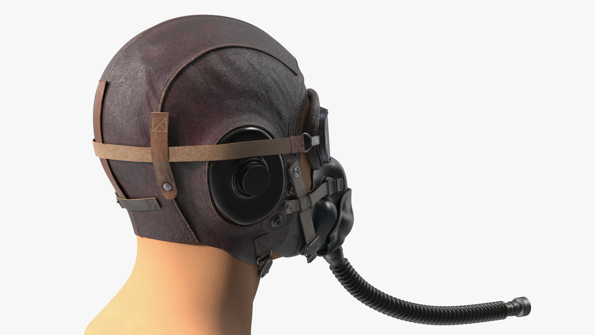 3D model Retro Pilot Cap with Oxygen Mask on Mannequin