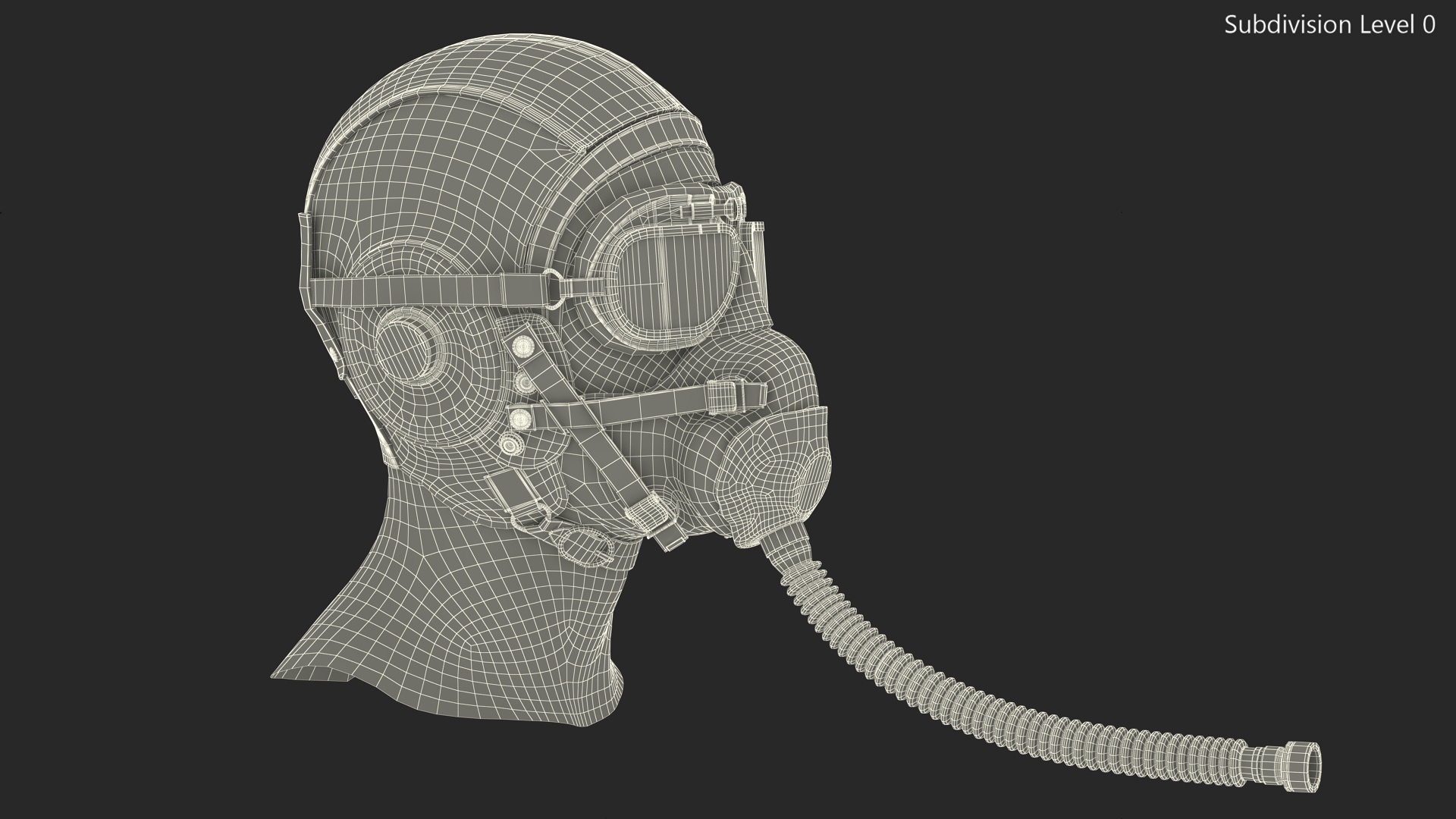 3D model Retro Pilot Cap with Oxygen Mask on Mannequin