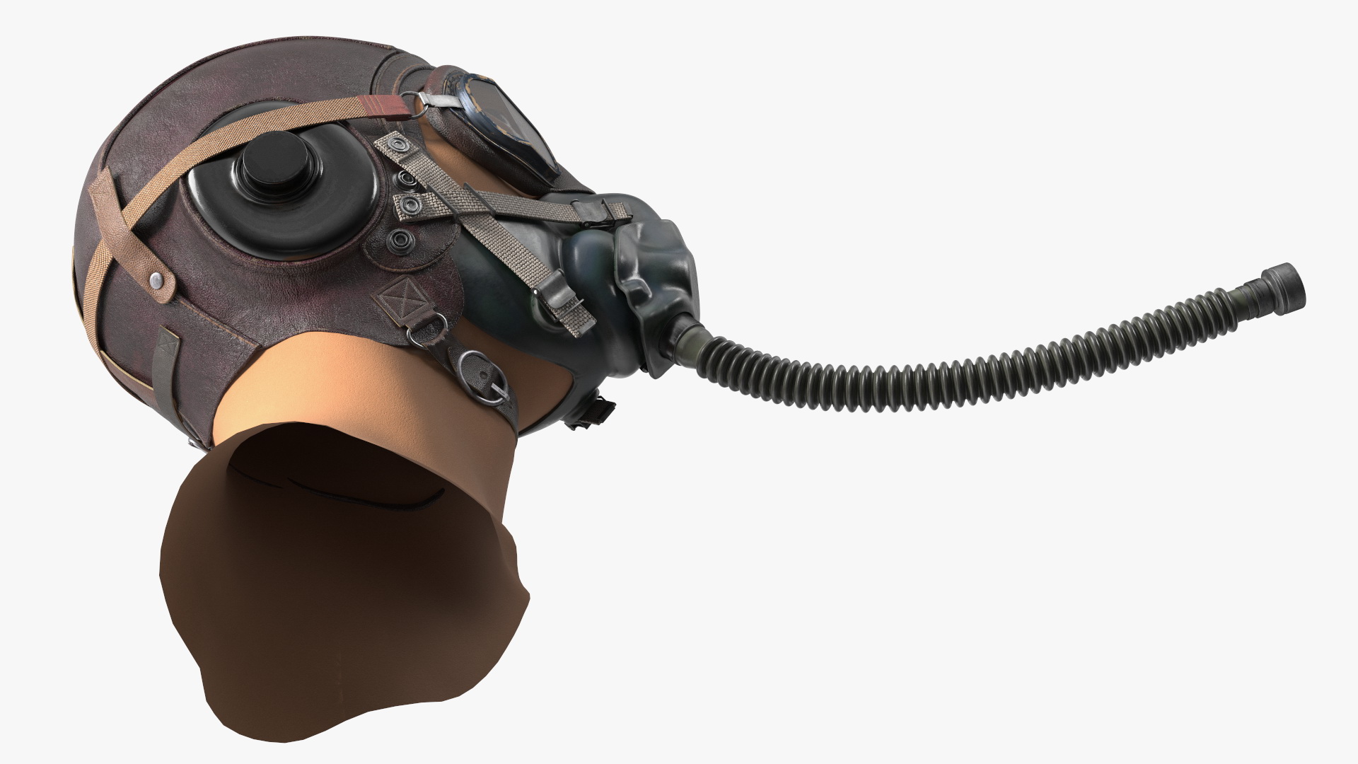 3D model Retro Pilot Cap with Oxygen Mask on Mannequin