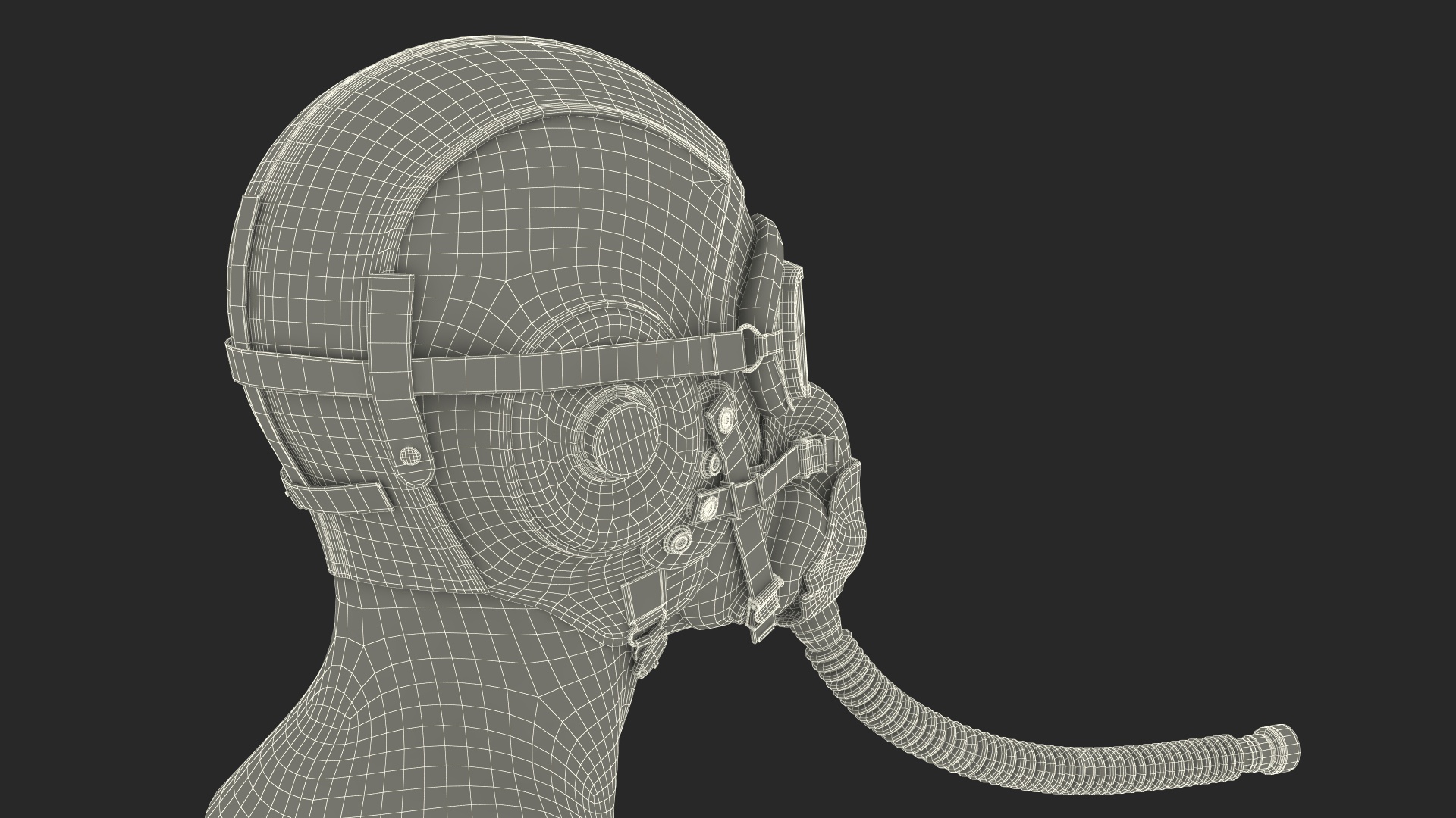 3D model Retro Pilot Cap with Oxygen Mask on Mannequin