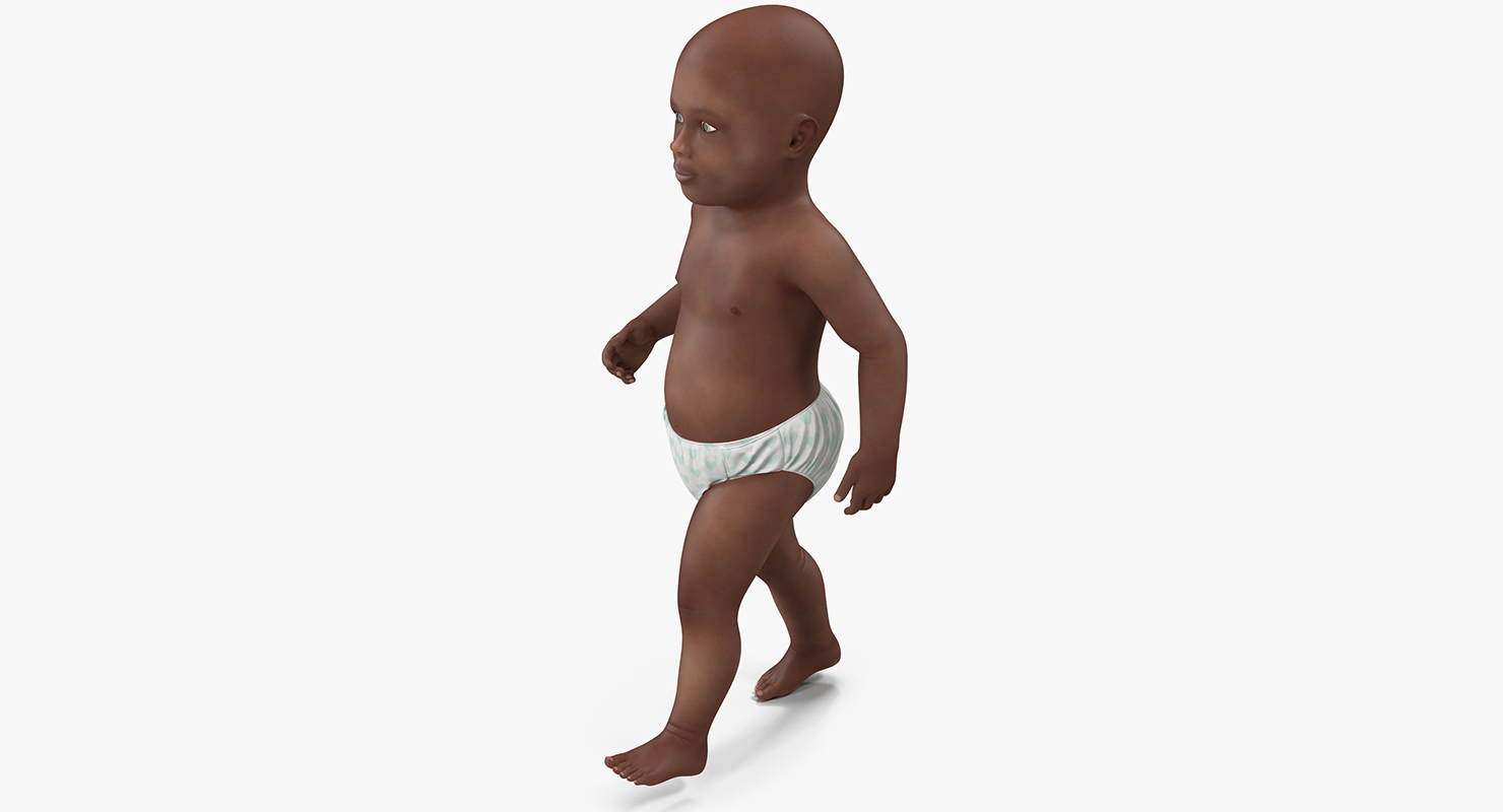 African American Baby Walking 3D model