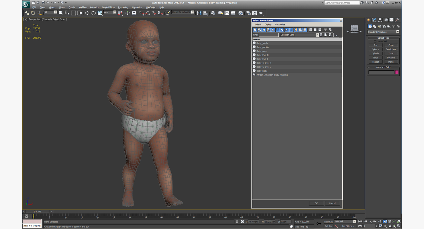 African American Baby Walking 3D model