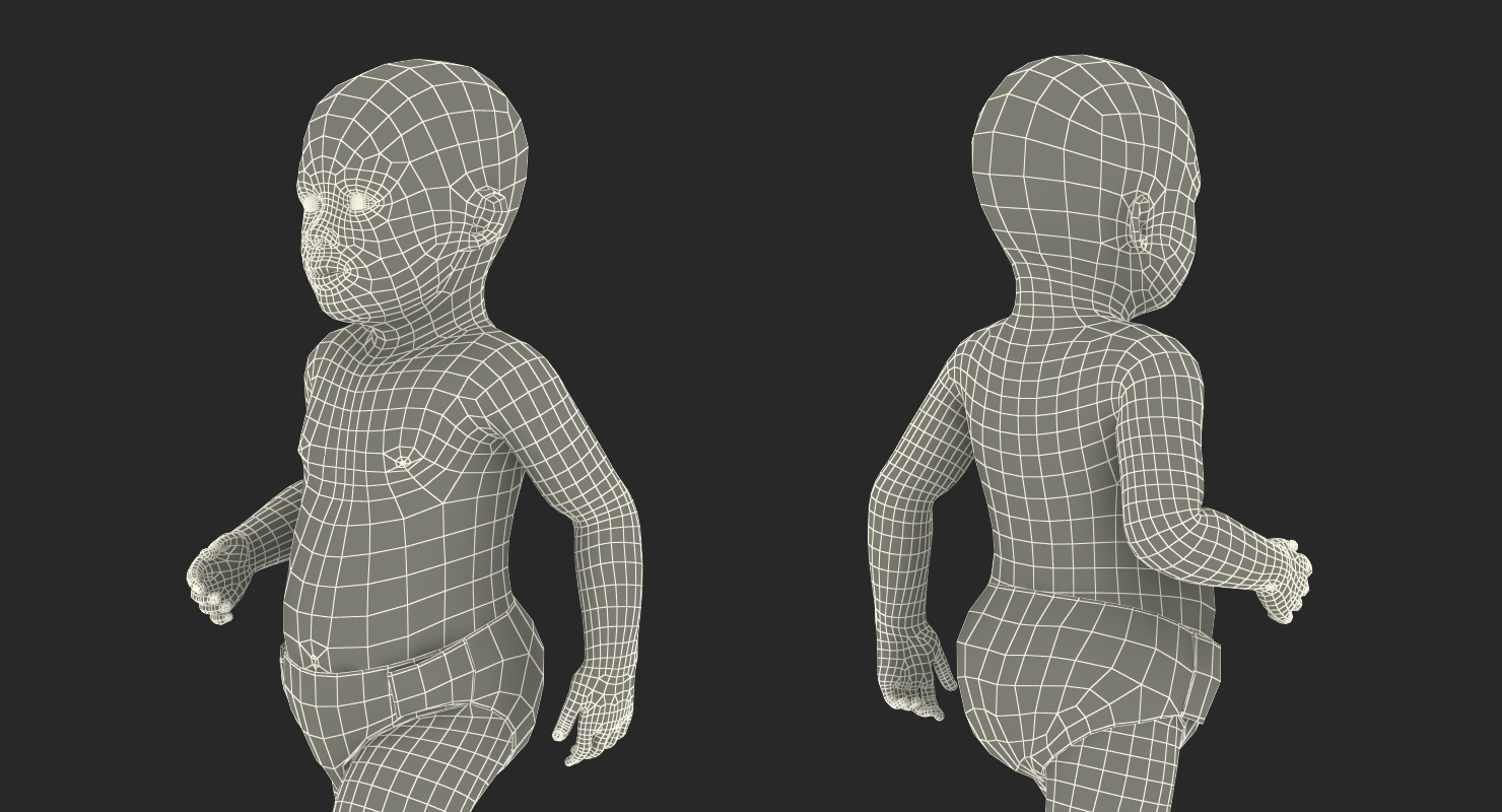 African American Baby Walking 3D model