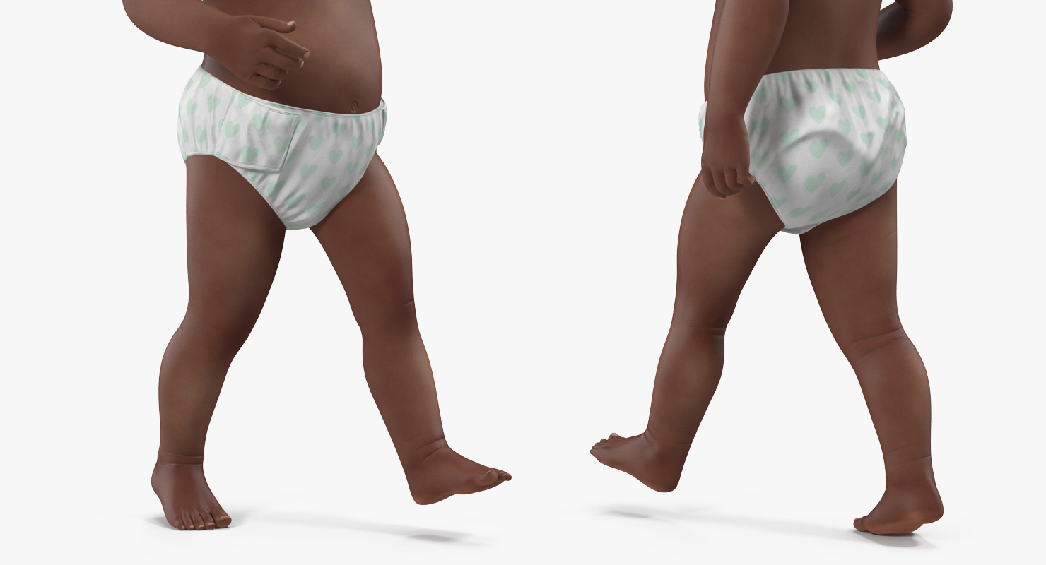 African American Baby Walking 3D model