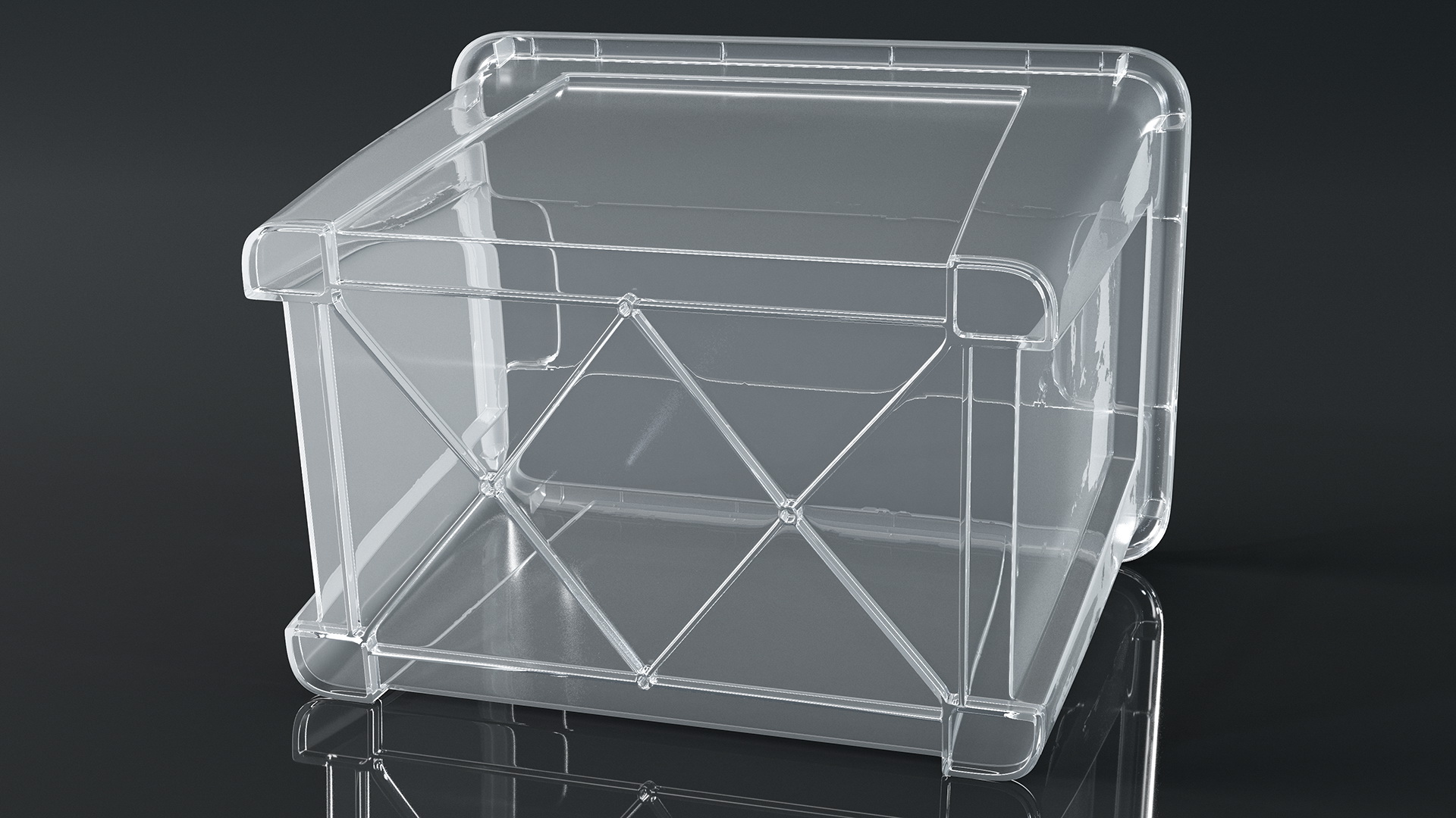 Large Transparent Plastic Container with Lid 3D model