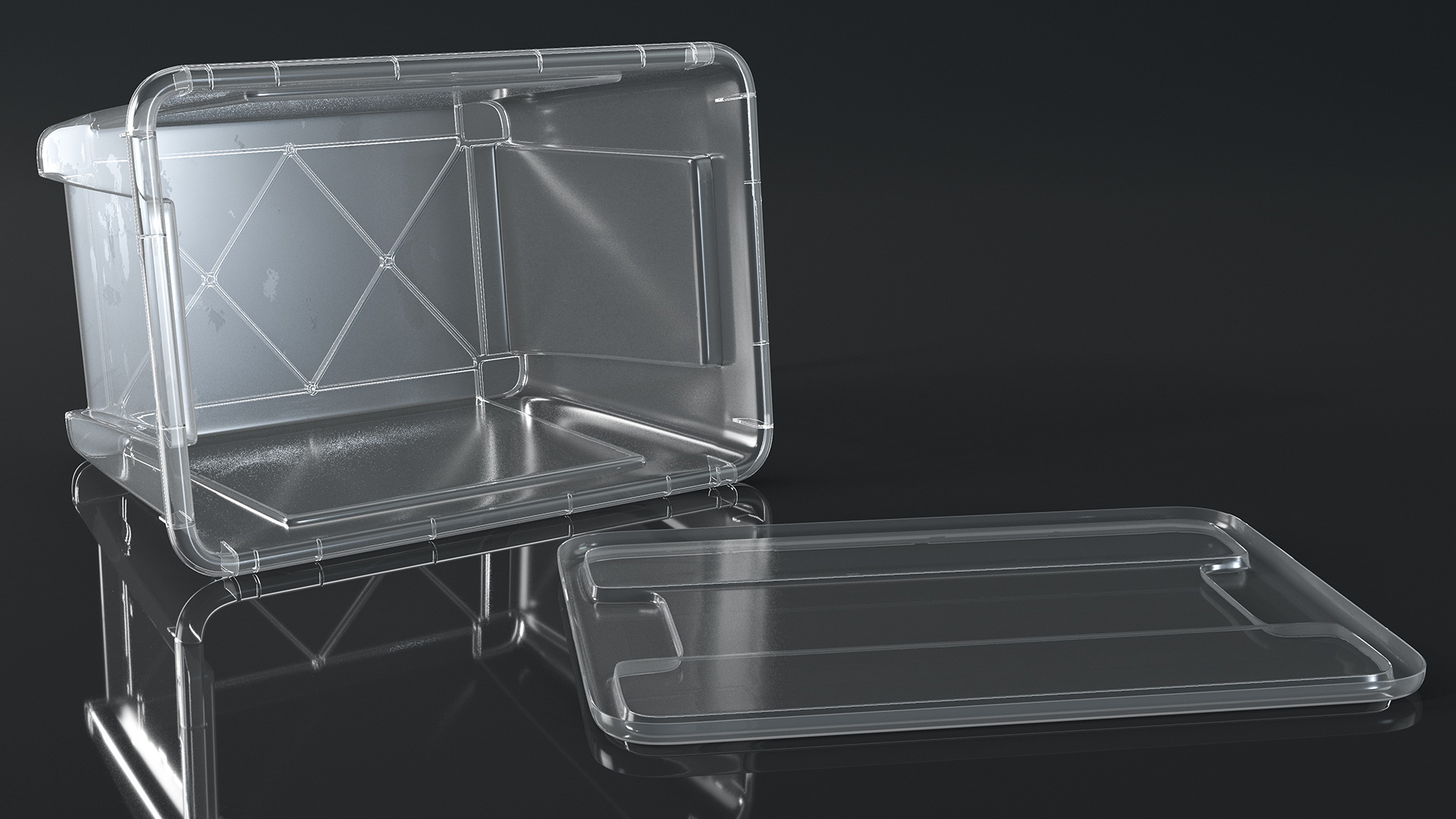 Large Transparent Plastic Container with Lid 3D model