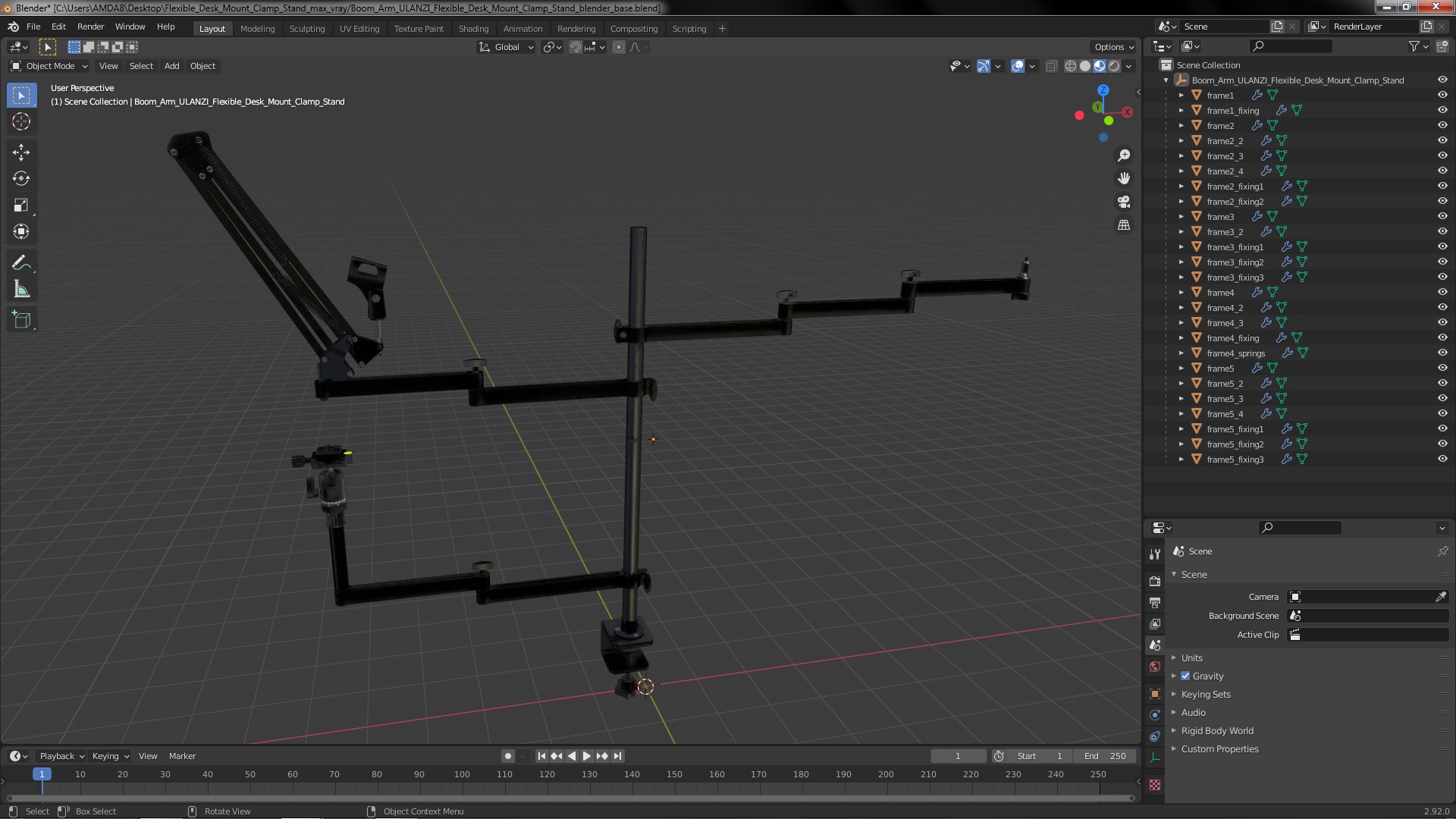 Boom Arm ULANZI Flexible Desk Mount Clamp Stand 3D
