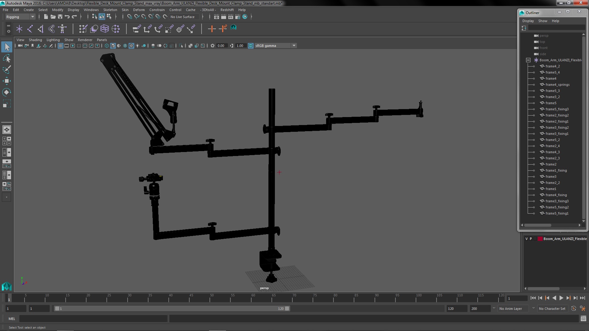 Boom Arm ULANZI Flexible Desk Mount Clamp Stand 3D