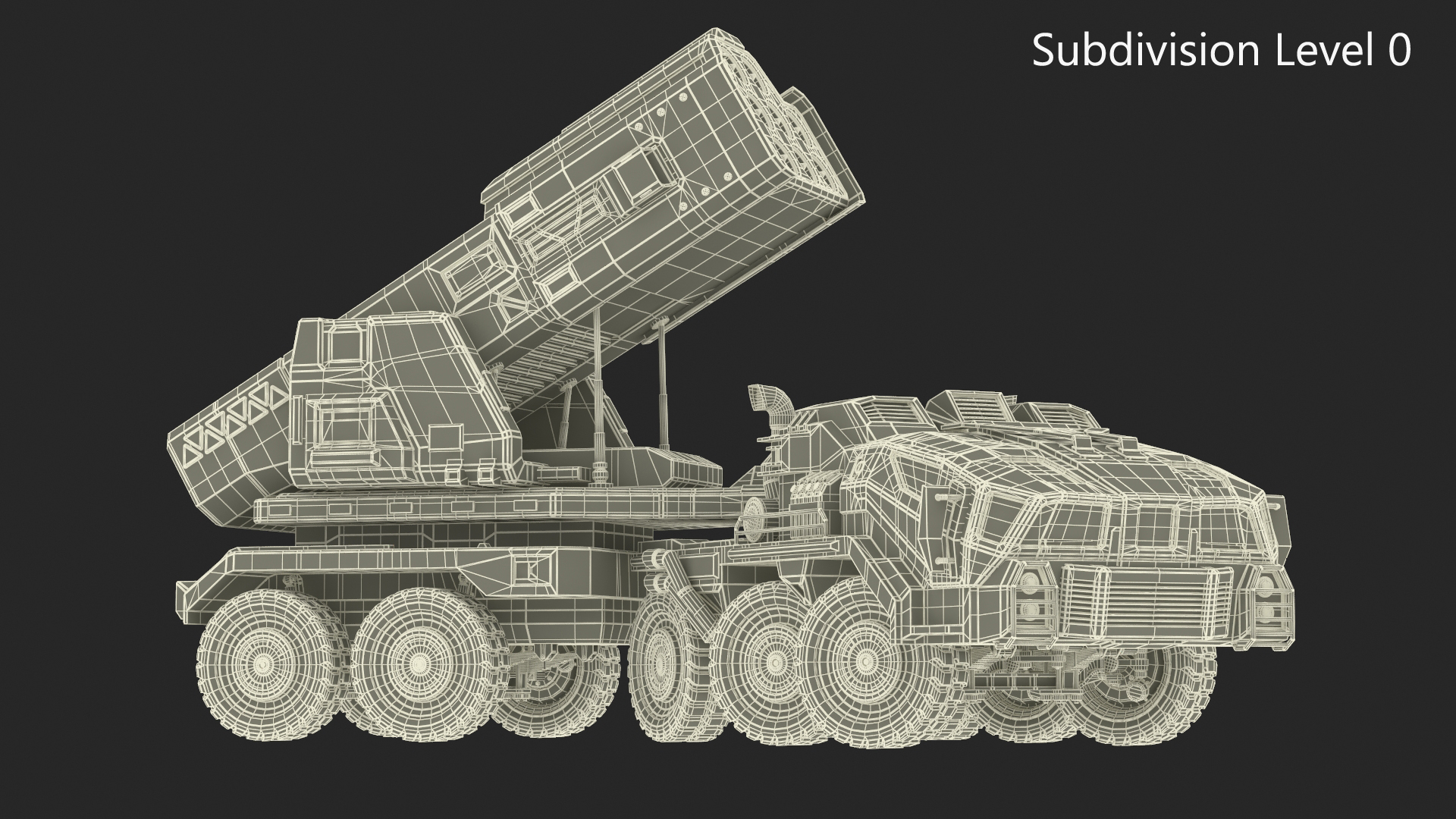 Futuristic Military Rocket Launcher Truck Rigged for Maya 3D