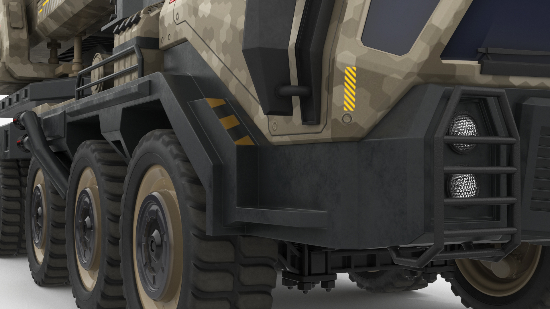 Futuristic Military Rocket Launcher Truck Rigged for Maya 3D