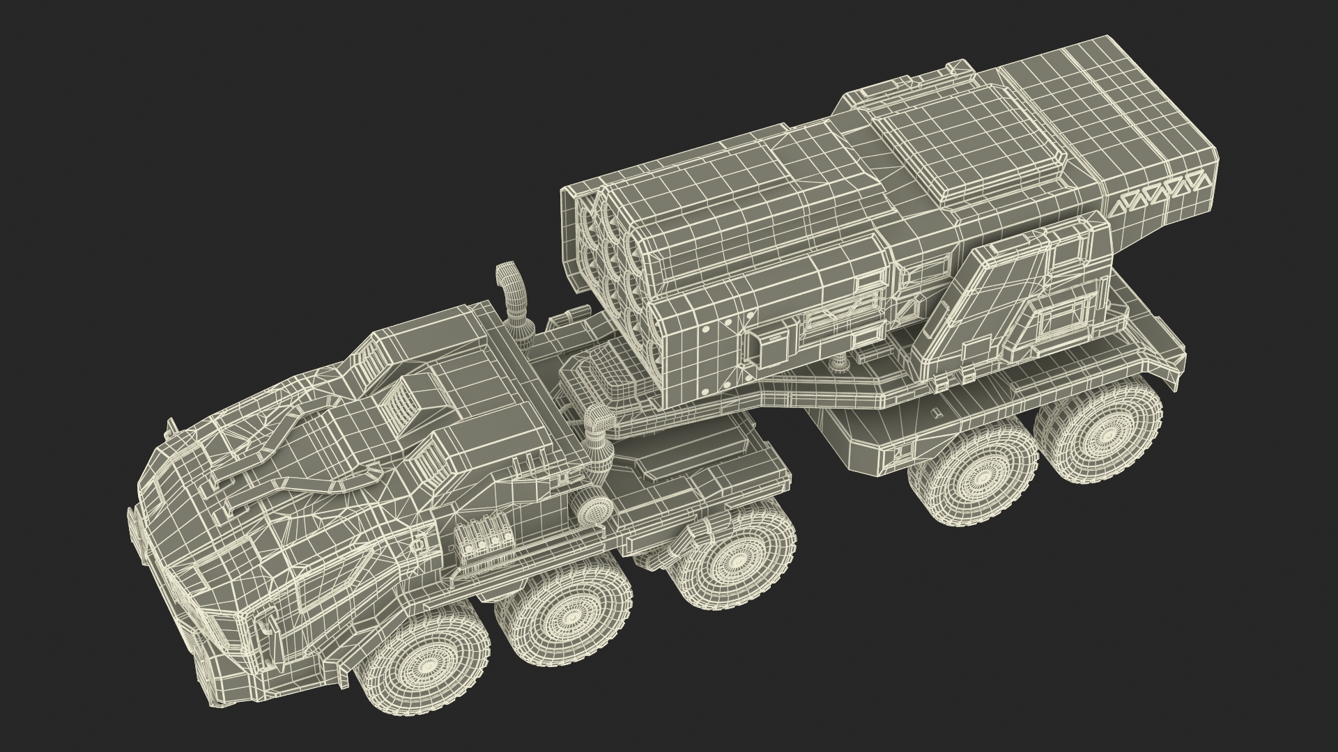 Futuristic Military Rocket Launcher Truck Rigged for Maya 3D