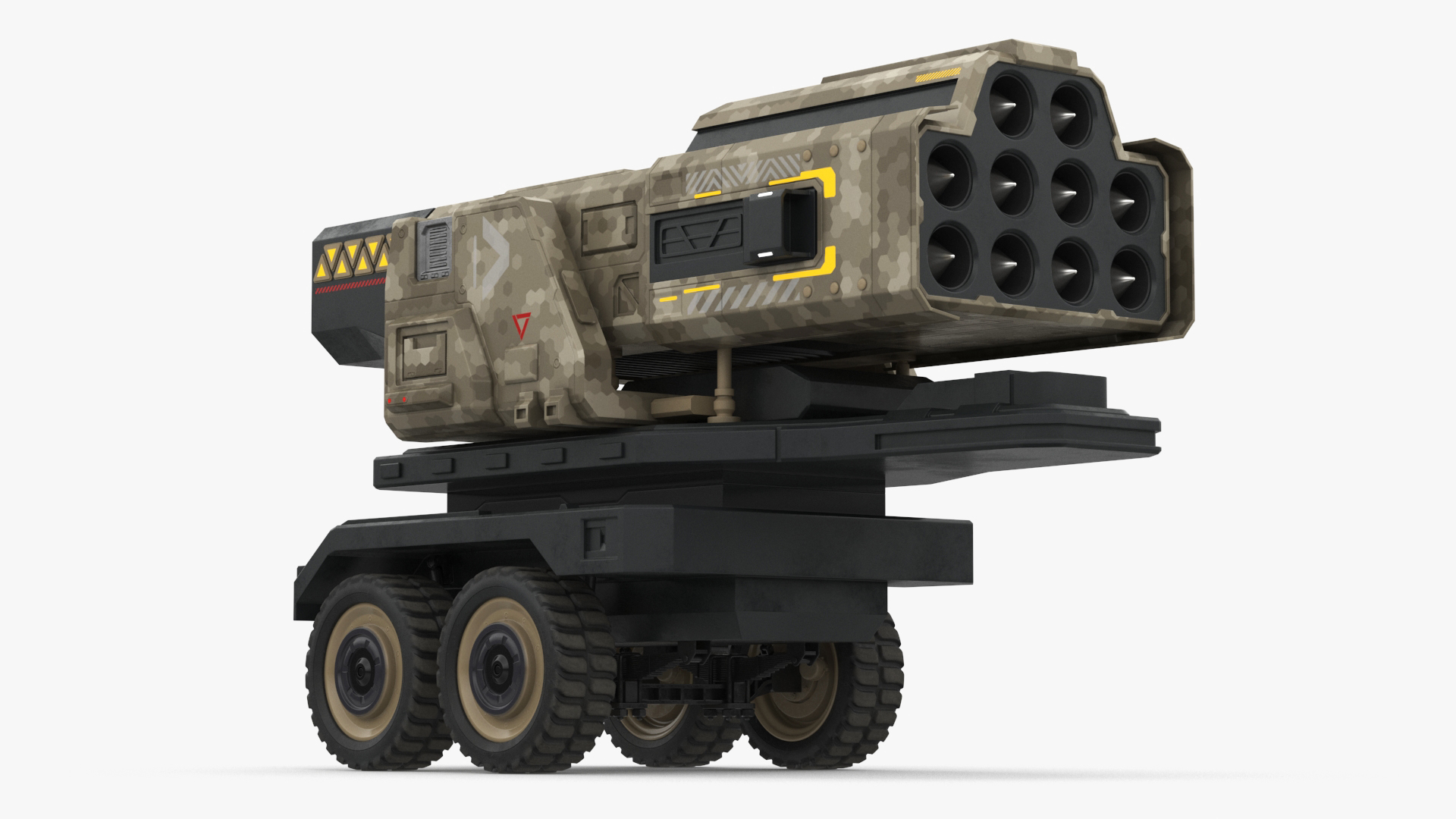 Futuristic Military Rocket Launcher Truck Rigged for Maya 3D