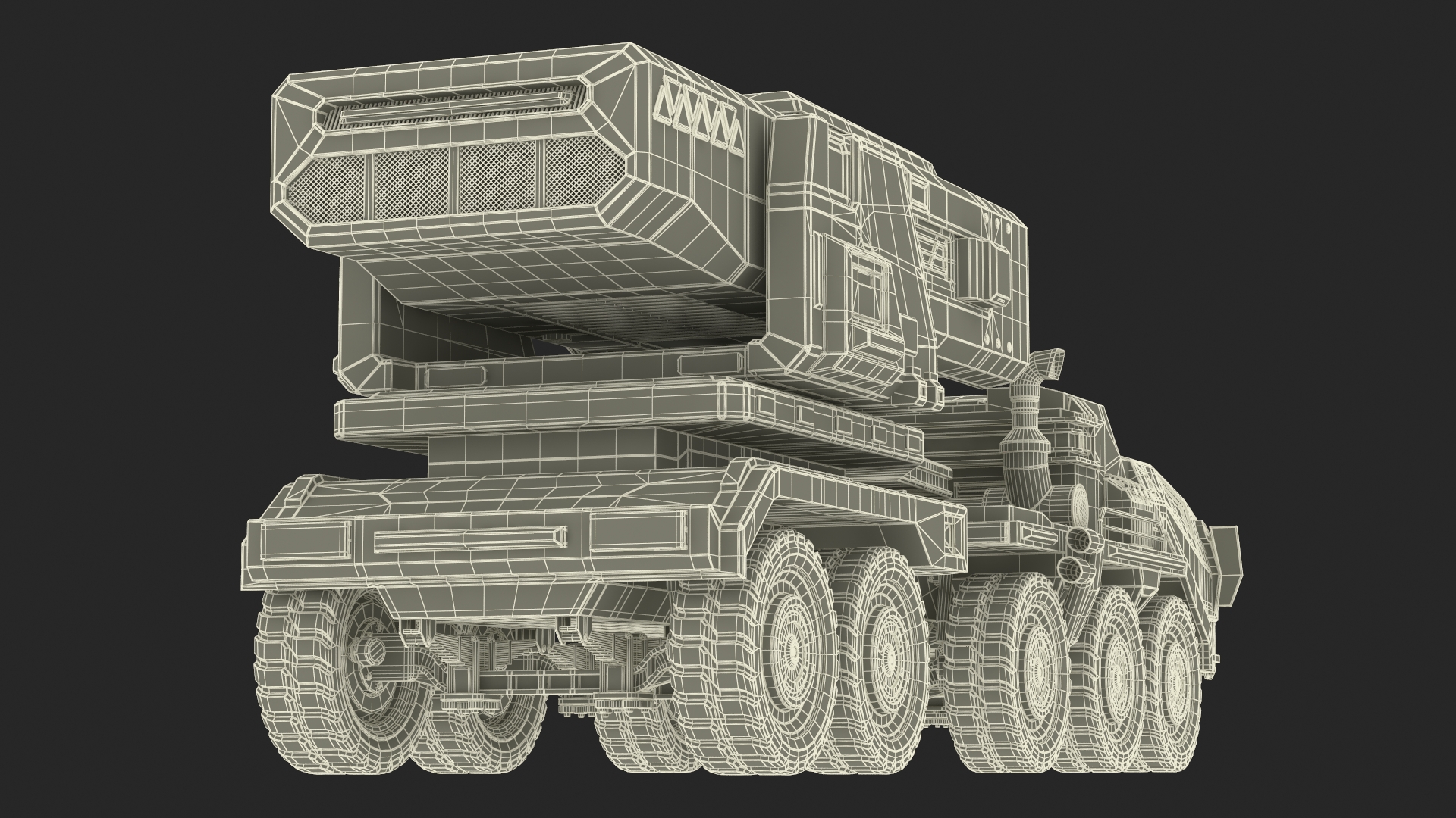 Futuristic Military Rocket Launcher Truck Rigged for Maya 3D
