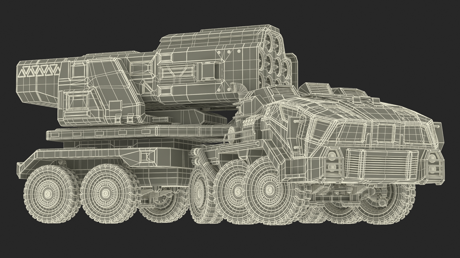 Futuristic Military Rocket Launcher Truck Rigged for Maya 3D
