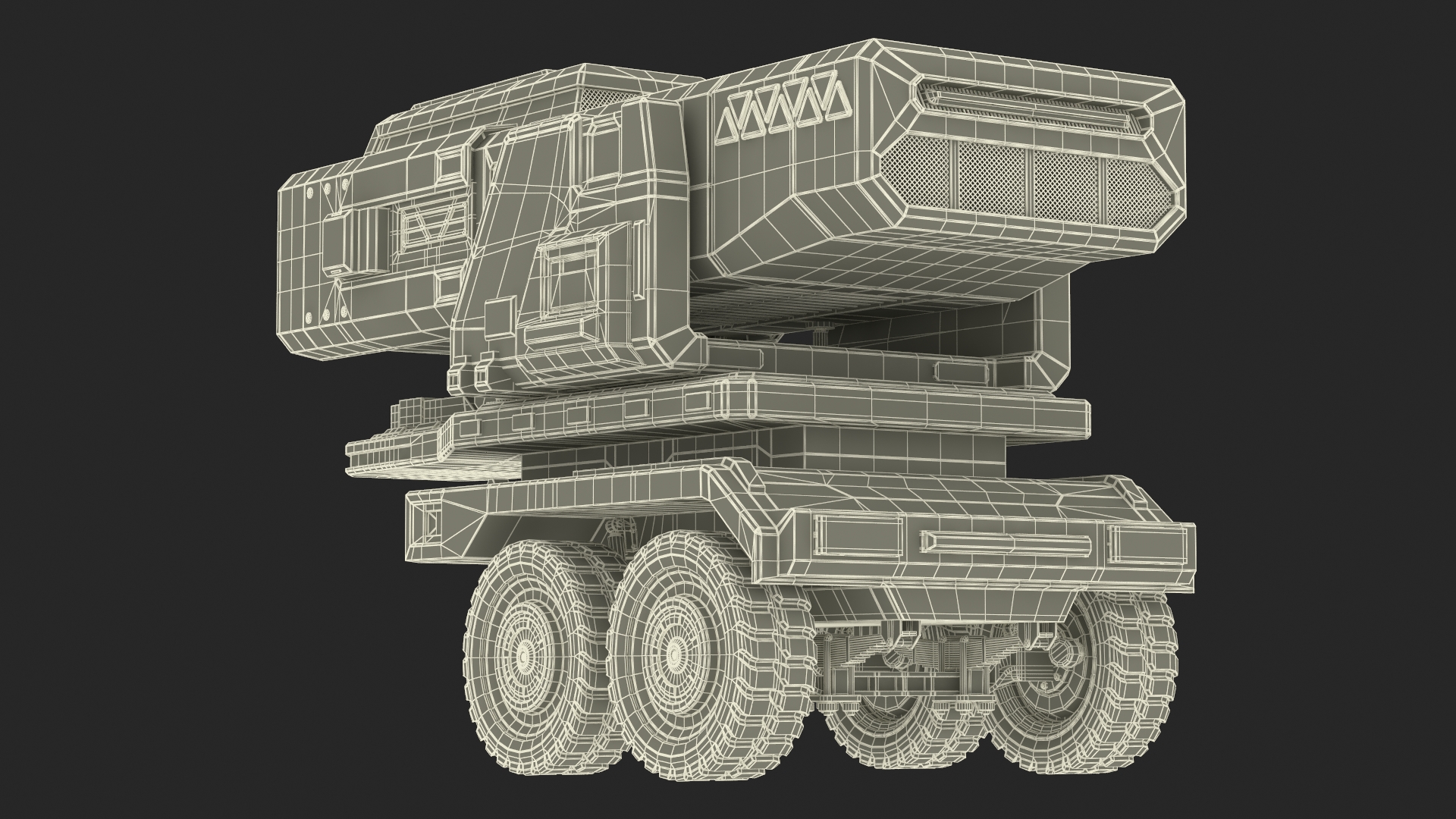 Futuristic Military Rocket Launcher Truck Rigged for Maya 3D