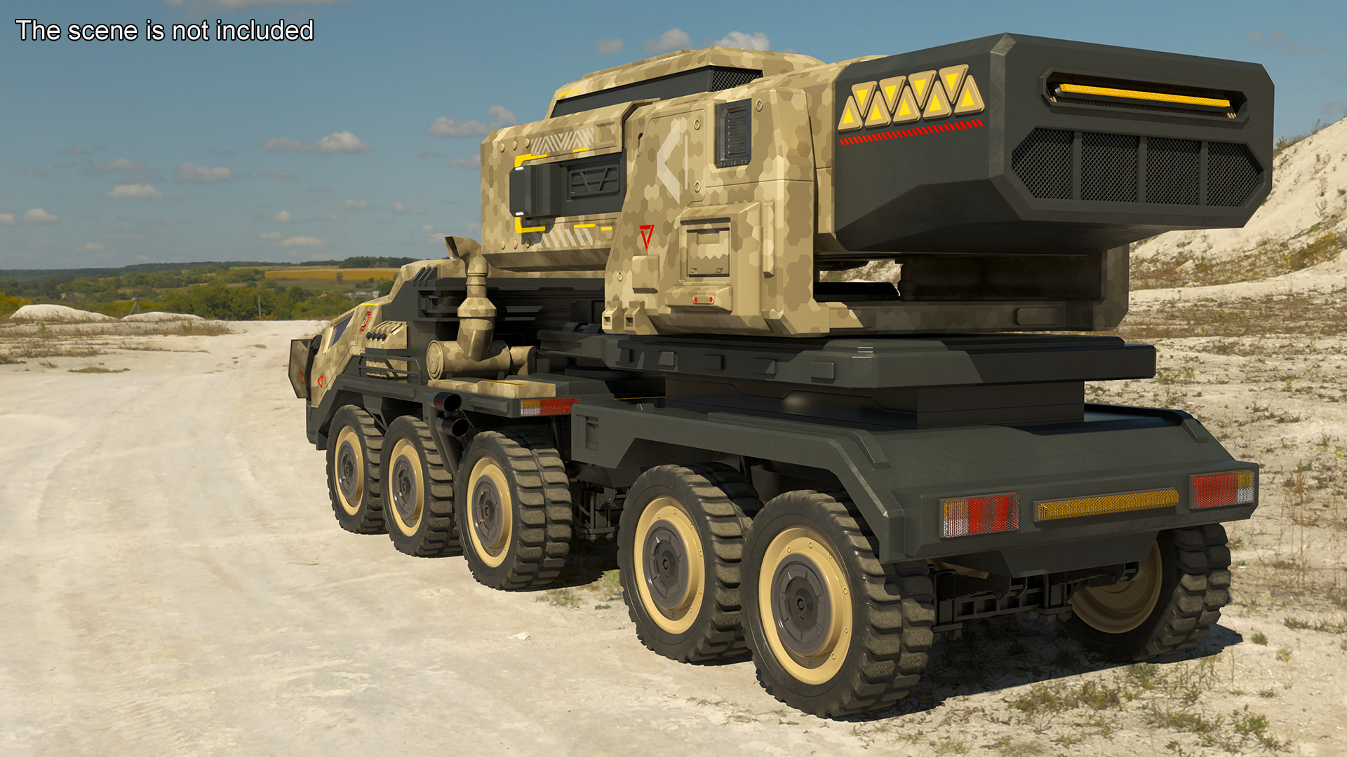 Futuristic Military Rocket Launcher Truck Rigged for Maya 3D