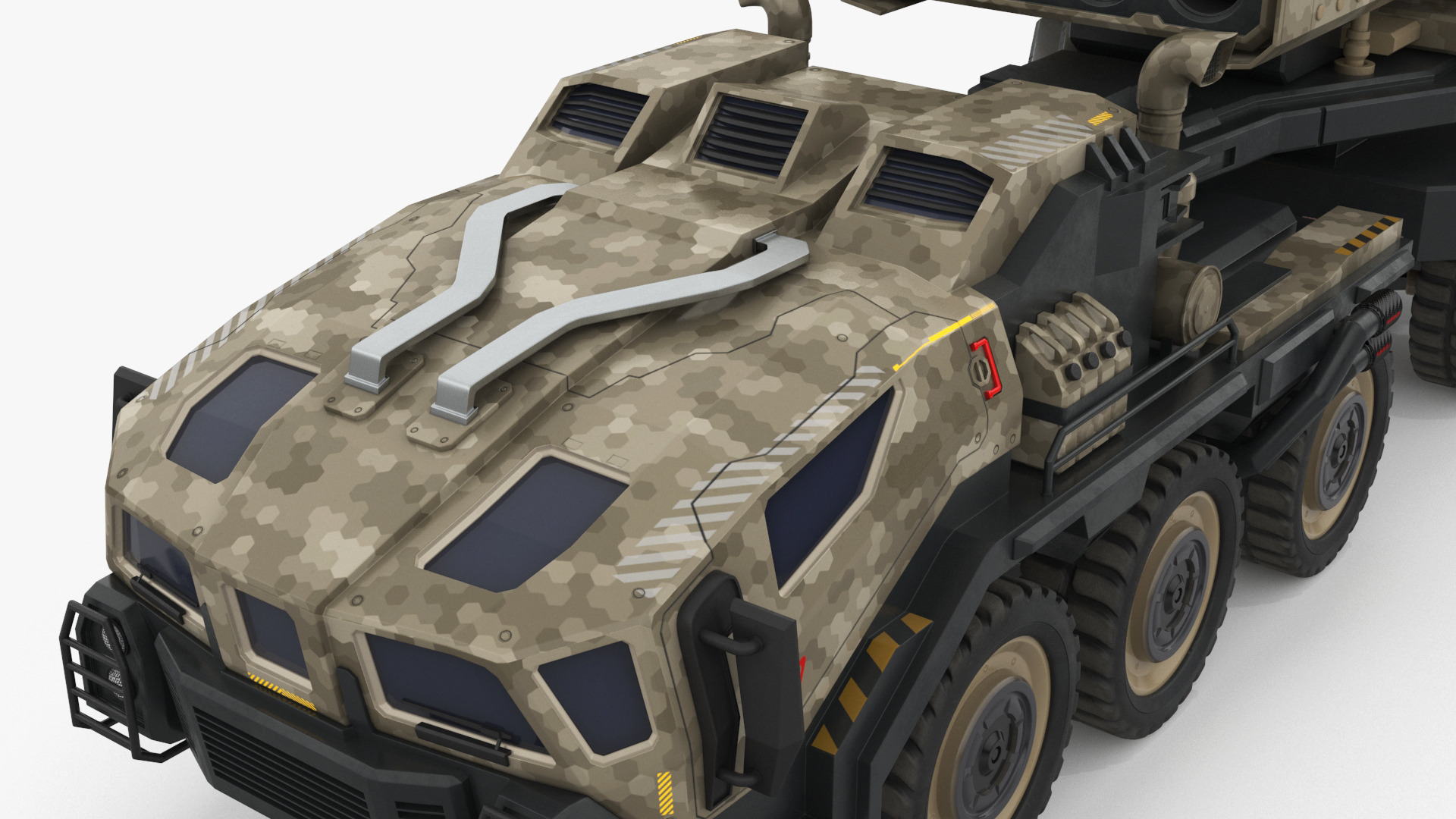 Futuristic Military Rocket Launcher Truck Rigged for Maya 3D