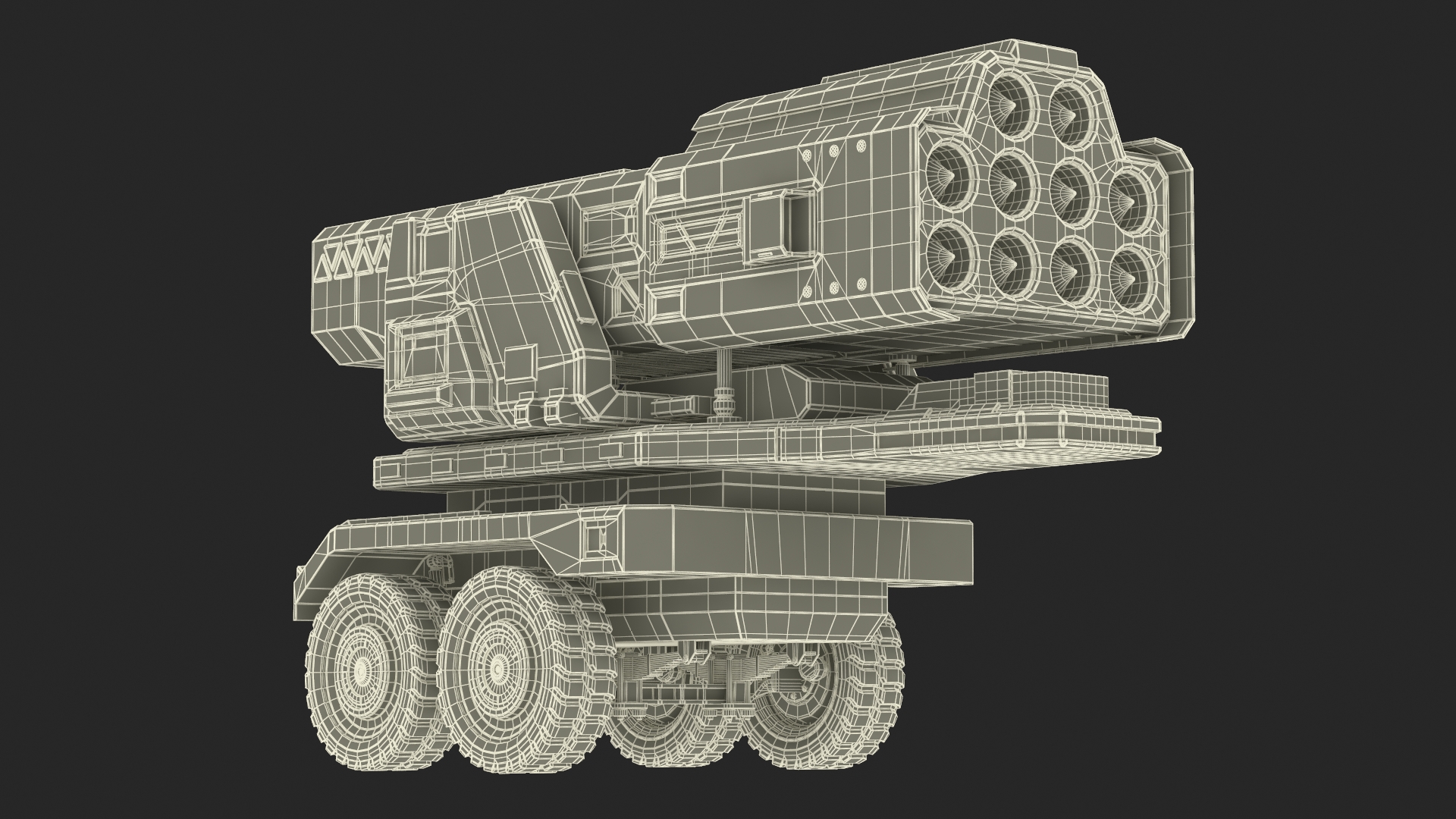 Futuristic Military Rocket Launcher Truck Rigged for Maya 3D