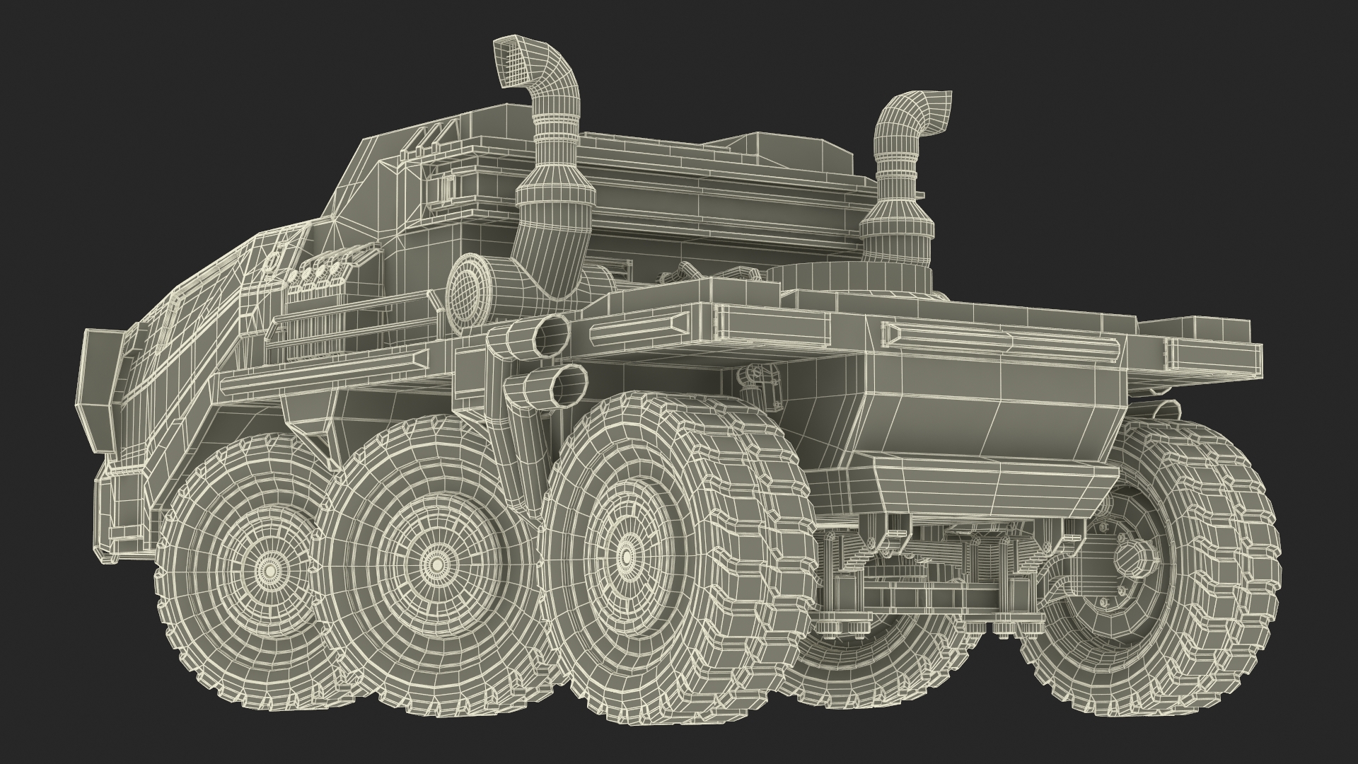 Futuristic Military Rocket Launcher Truck Rigged for Maya 3D