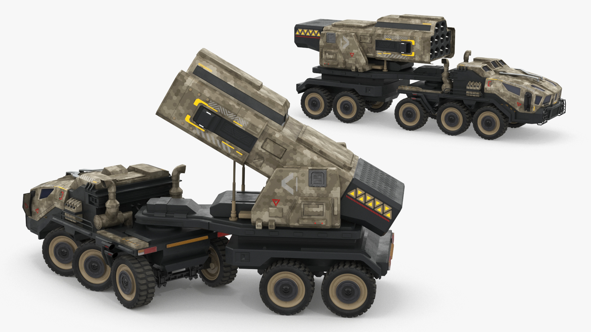 Futuristic Military Rocket Launcher Truck Rigged for Maya 3D