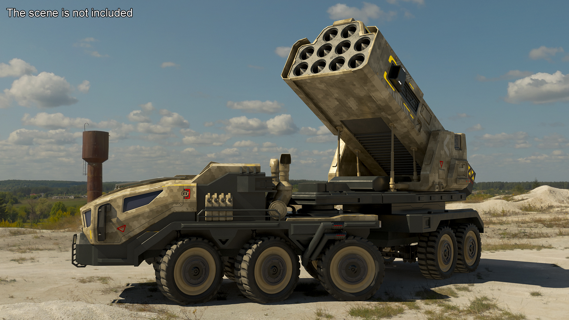 Futuristic Military Rocket Launcher Truck Rigged for Maya 3D