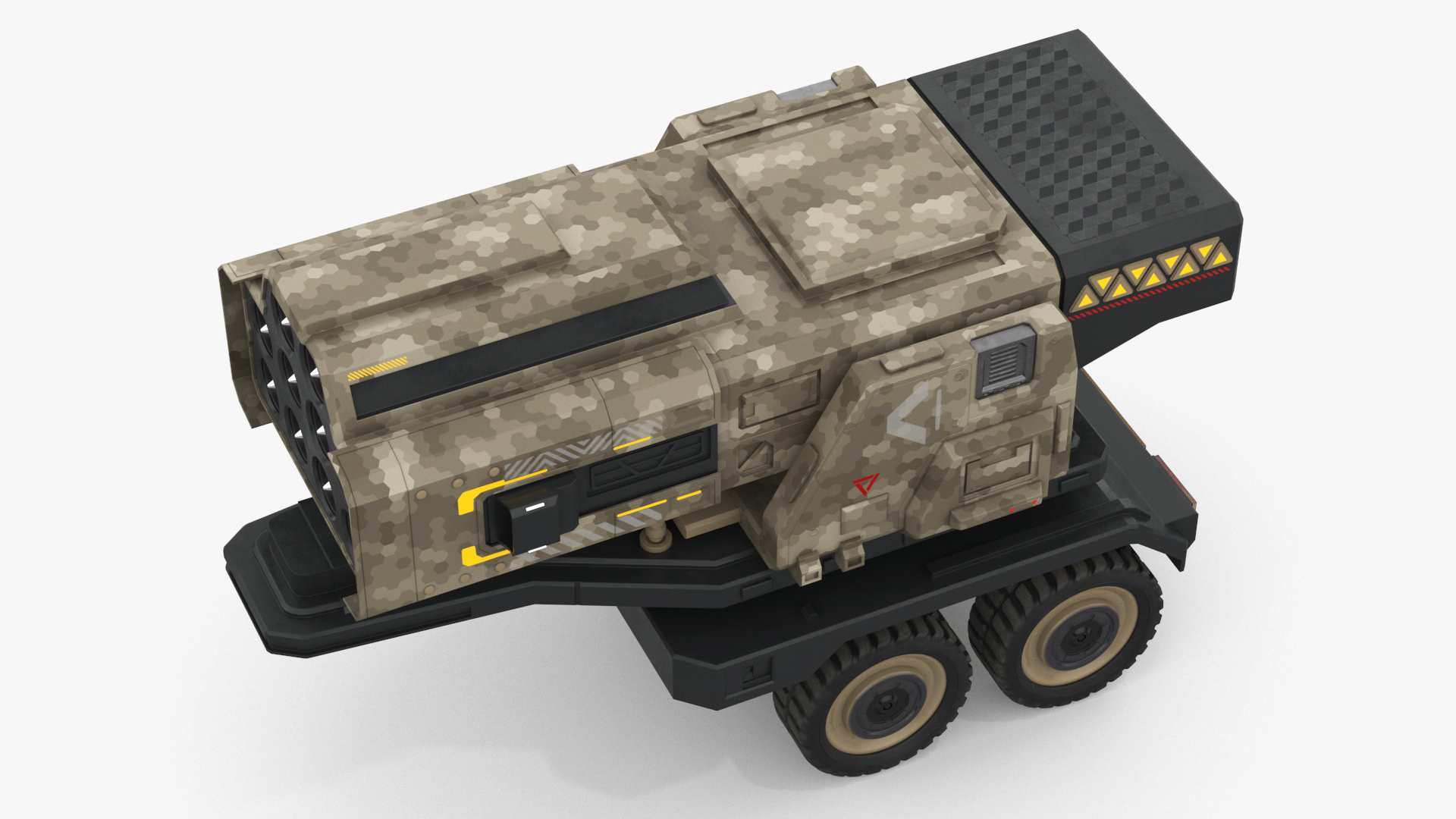 Futuristic Military Rocket Launcher Truck Rigged for Maya 3D