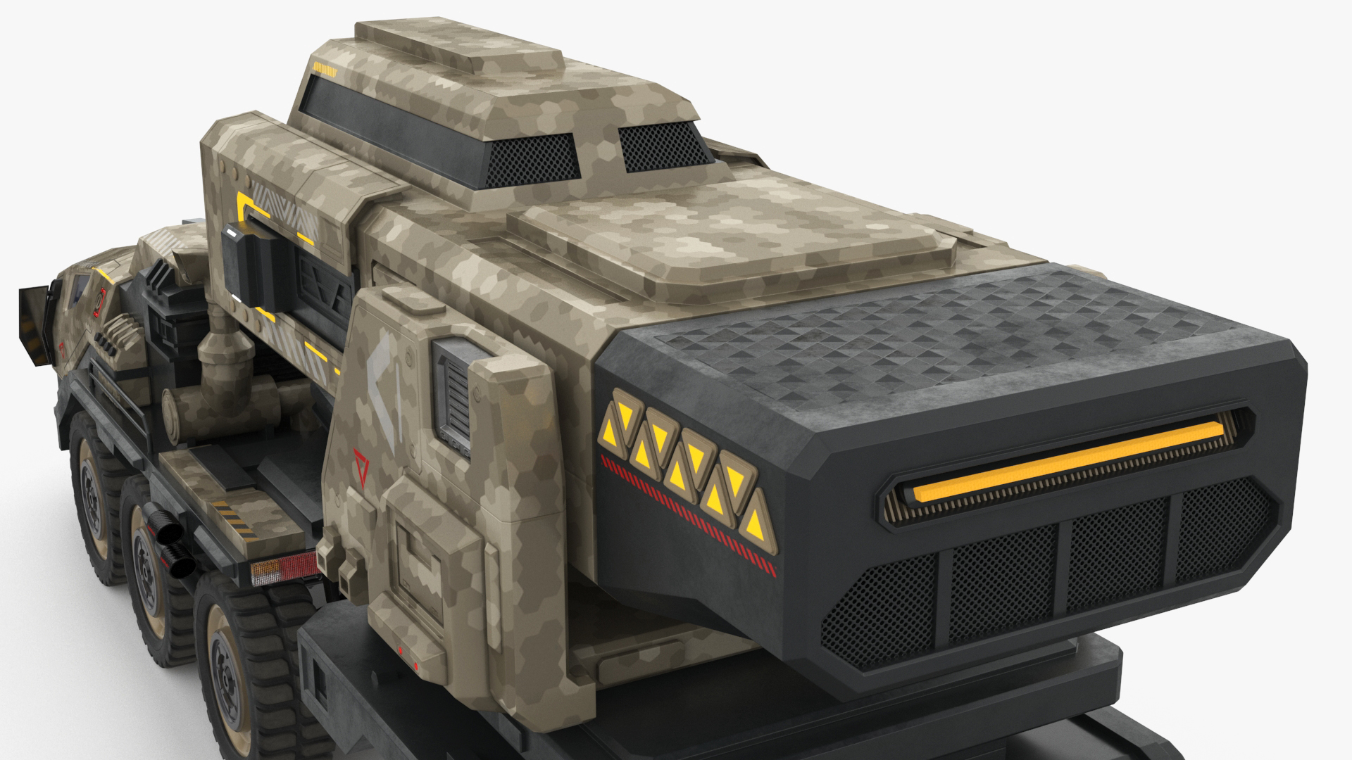 Futuristic Military Rocket Launcher Truck Rigged for Maya 3D