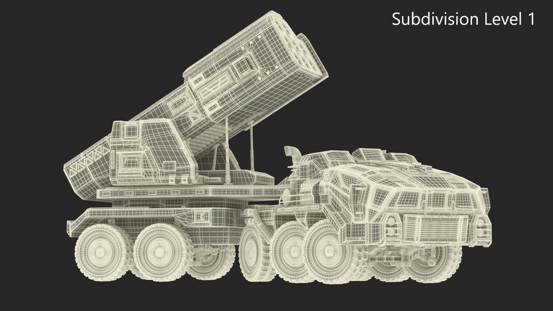 Futuristic Military Rocket Launcher Truck Rigged for Maya 3D