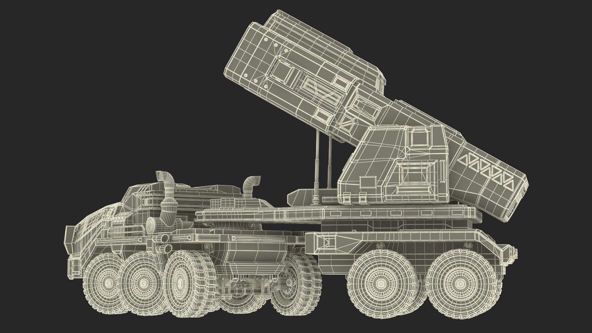Futuristic Military Rocket Launcher Truck Rigged for Maya 3D